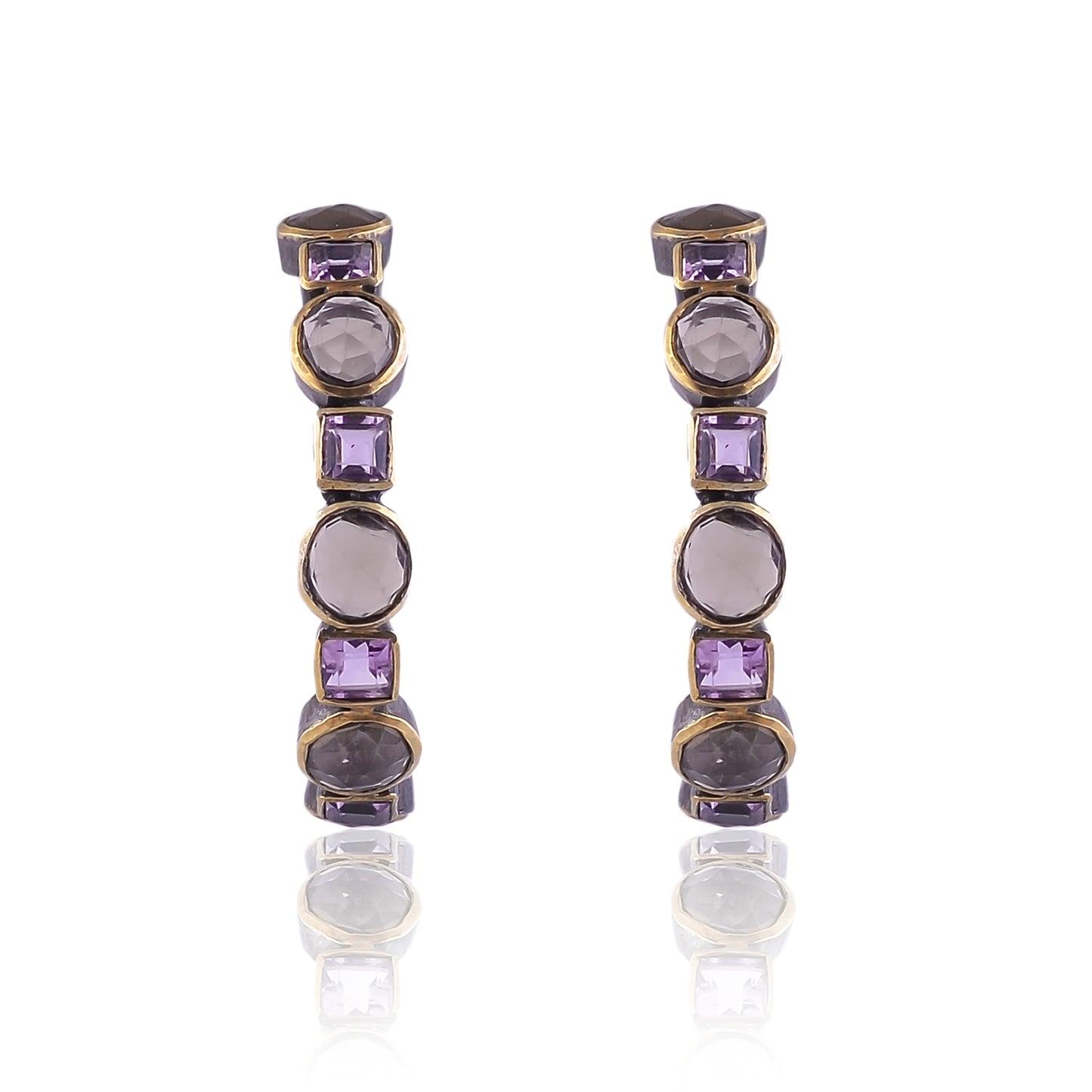 Buy Handmade Silver Gold Black Plated Amethyst/smoky Hoop