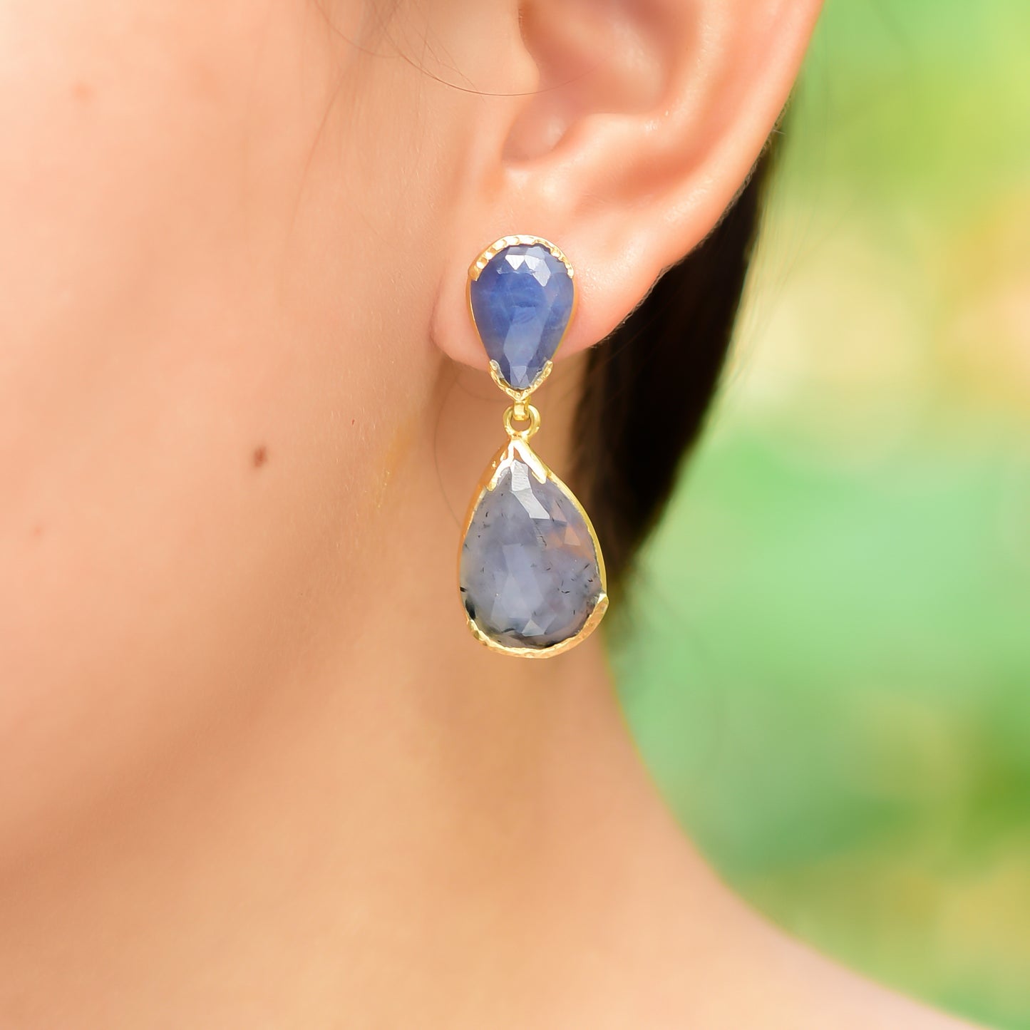 Buy Handmade Silver Gold Plated Sapphire Earring