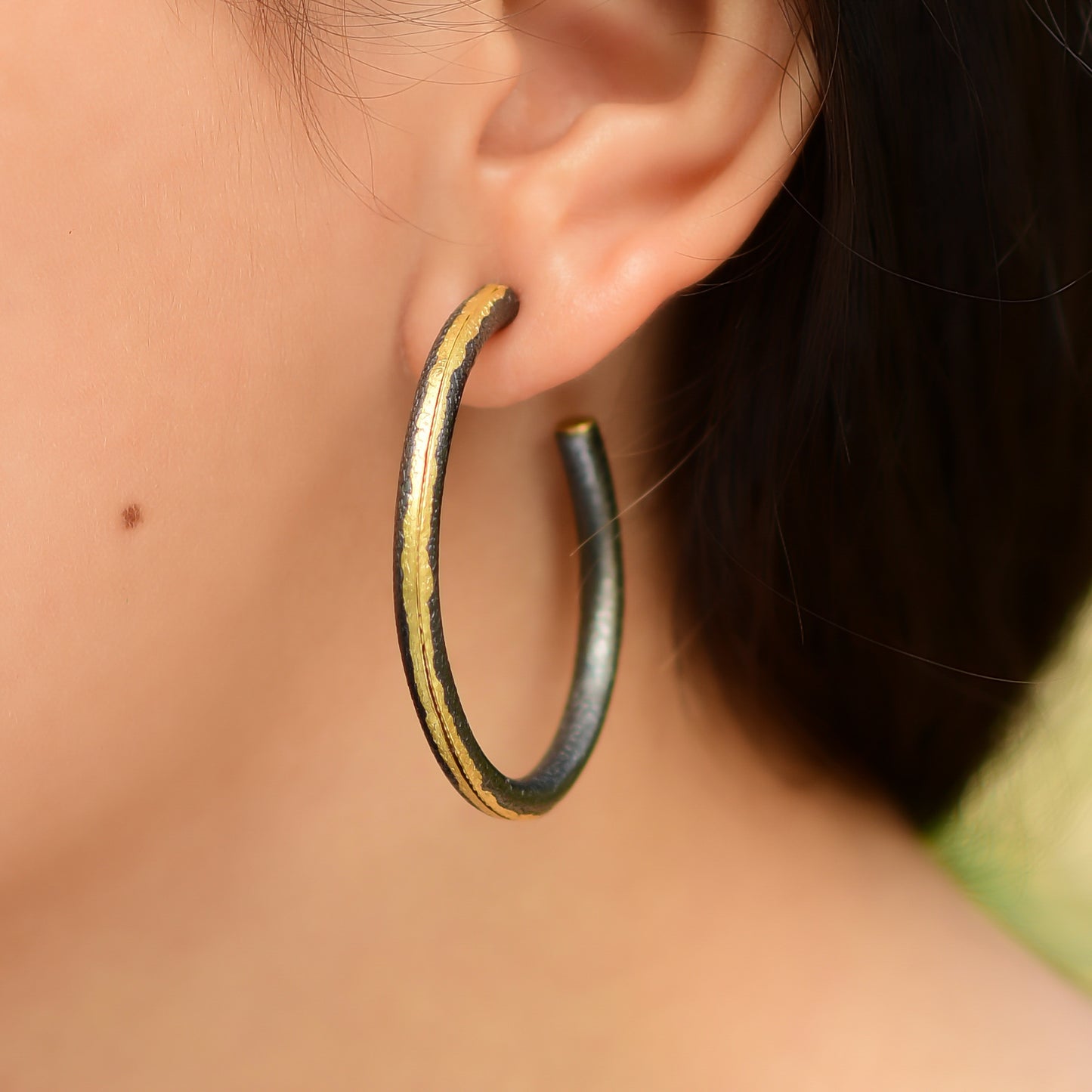 Buy Handmade Silver Gold Black Plated Hoop