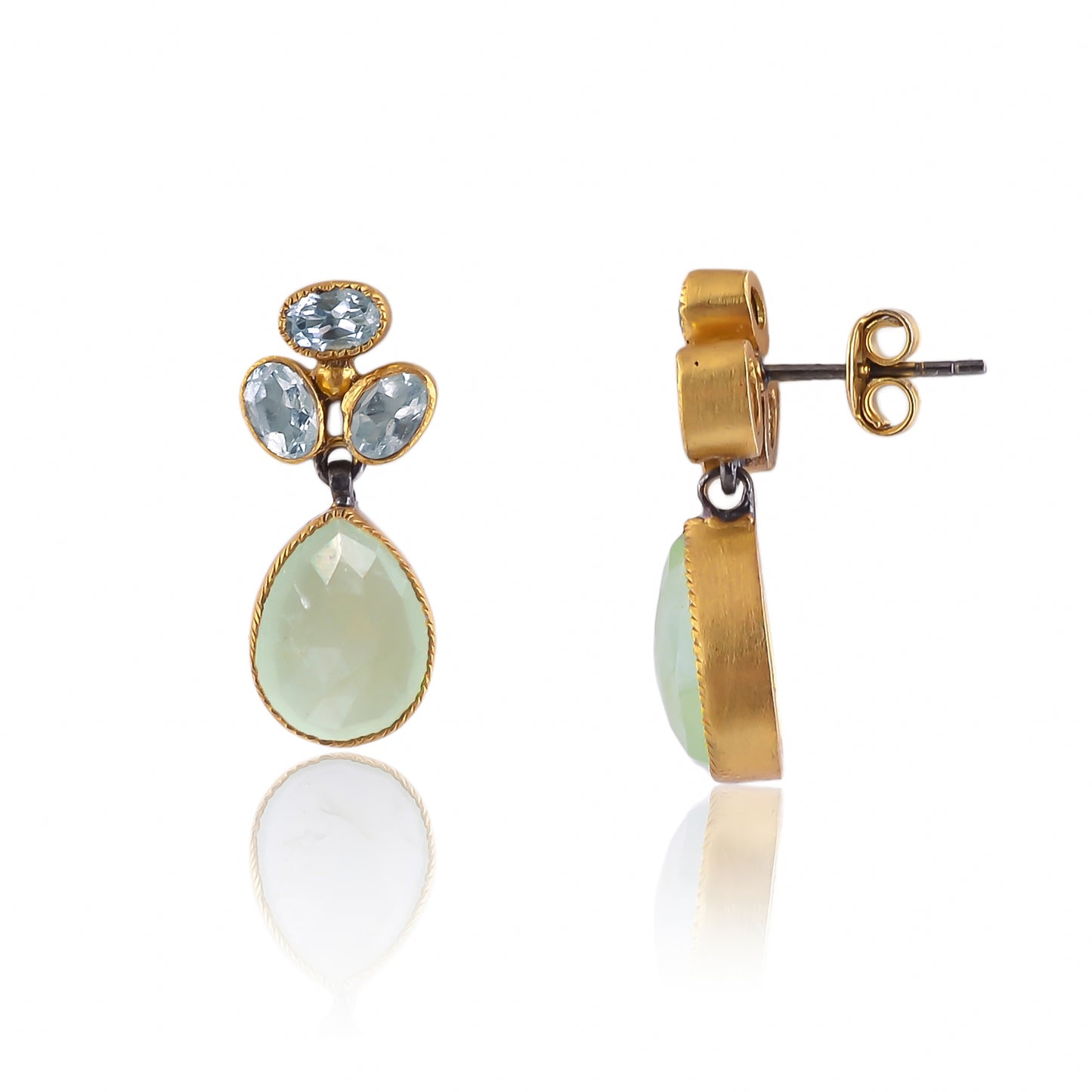 Buy Indian Handcrafted Silver Glod Plated Aquamarine Earing