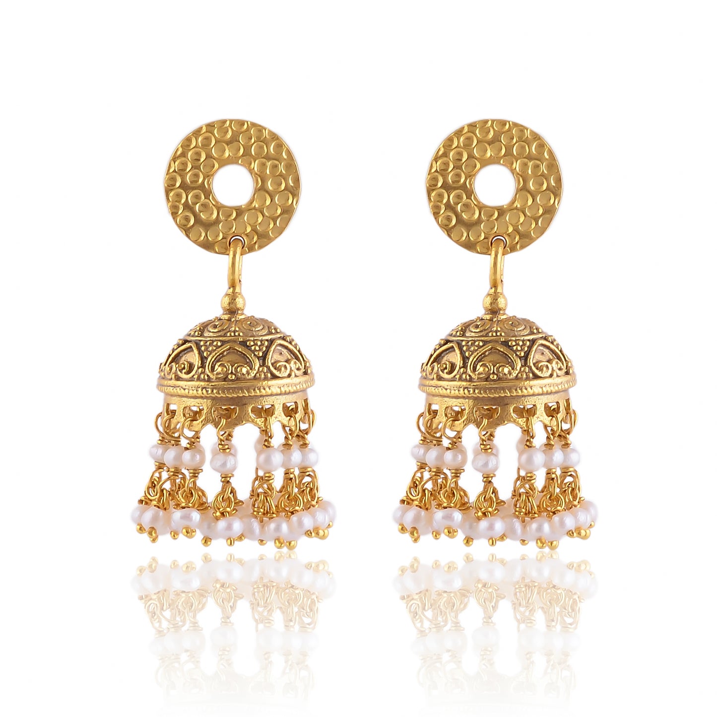 Buy Handmade Silver Gold Plated Pearl Jhumki