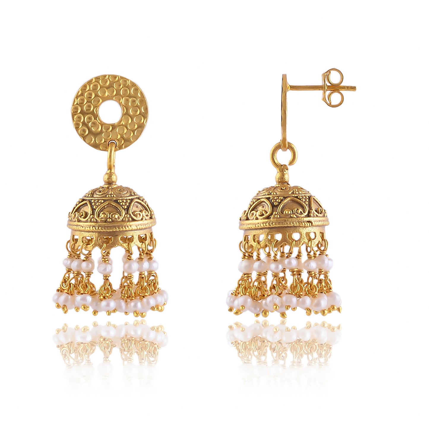 Buy Handmade Silver Gold Plated Pearl Jhumki