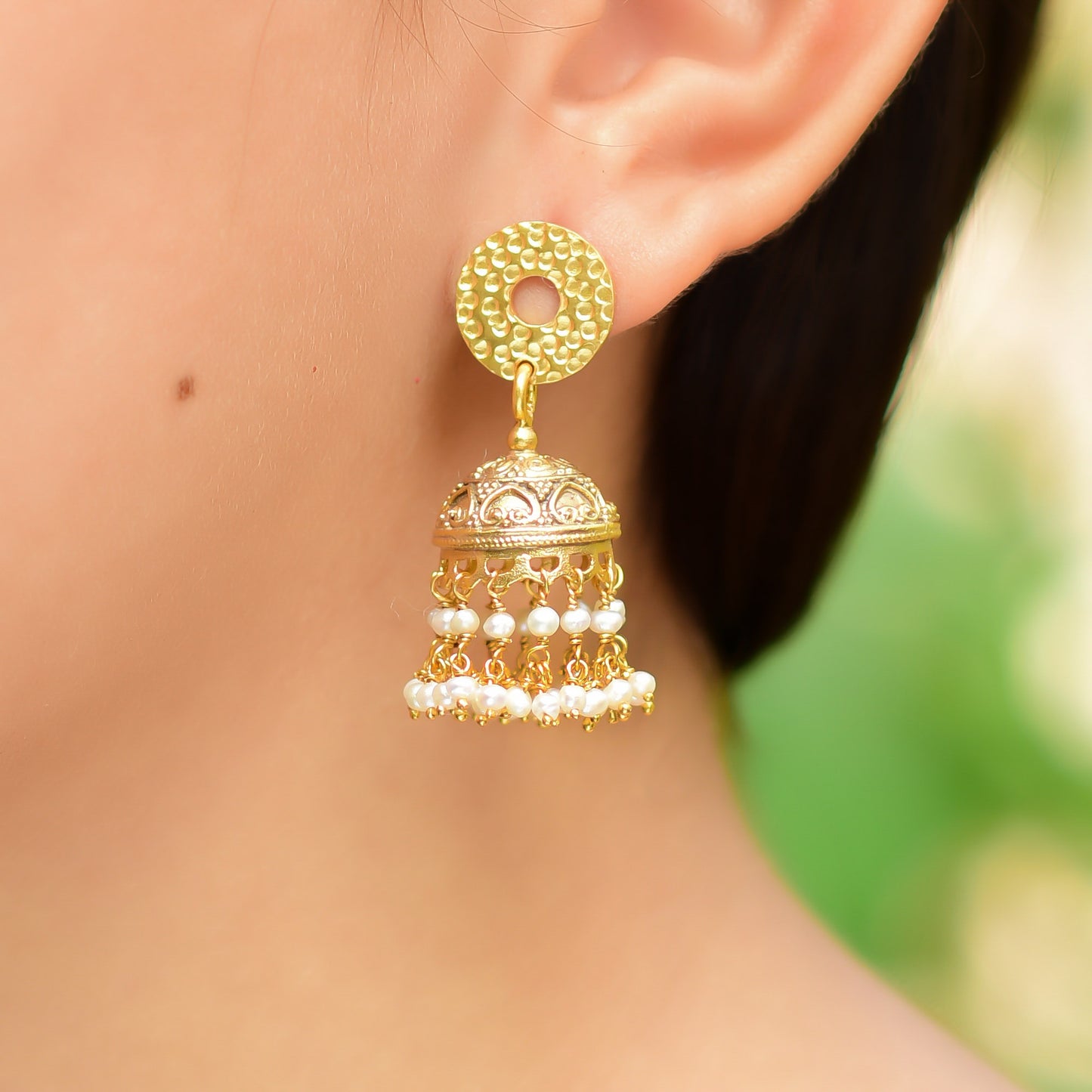 Buy Handmade Silver Gold Plated Pearl Jhumki