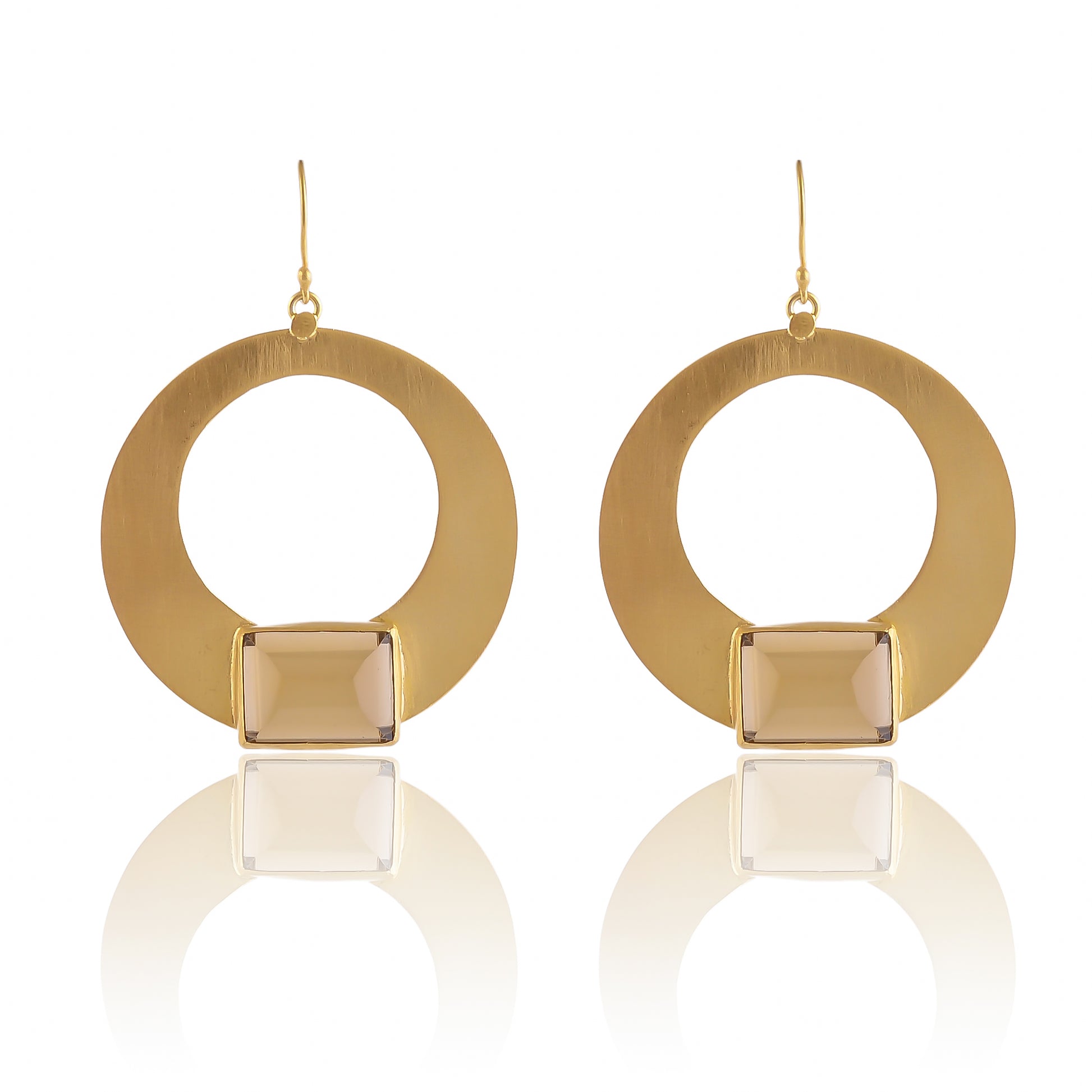 Buy Handmade Silver Gold Plated Beer Quartz Flat Sheet Earring