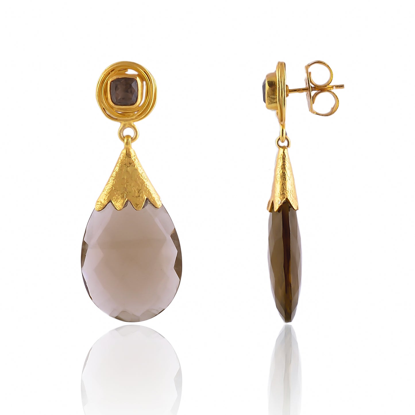 Buy Hand Crafted Silver Gold Plated Smokey Badam Earring