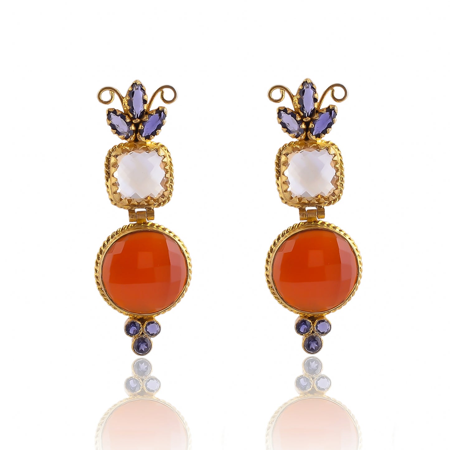 Buy Indian Handmade Silver Gold Plated Lolite/citrine/carnelian Earring