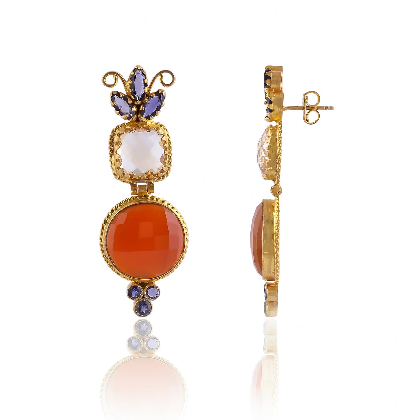 Buy Indian Handmade Silver Gold Plated Lolite/citrine/carnelian Earring