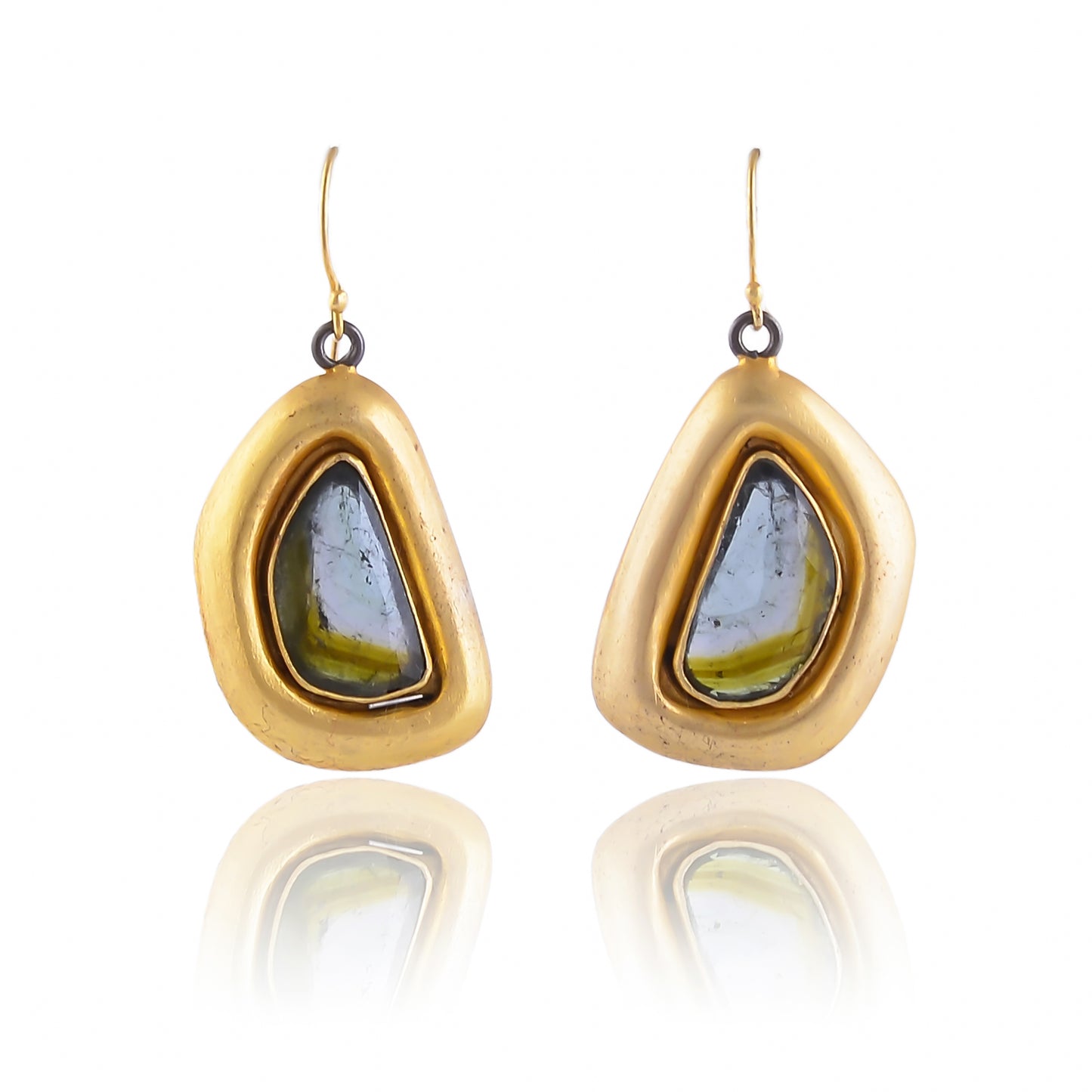 Buy Hand Crafted Silver Gold Black Plated Tourmaline Earring