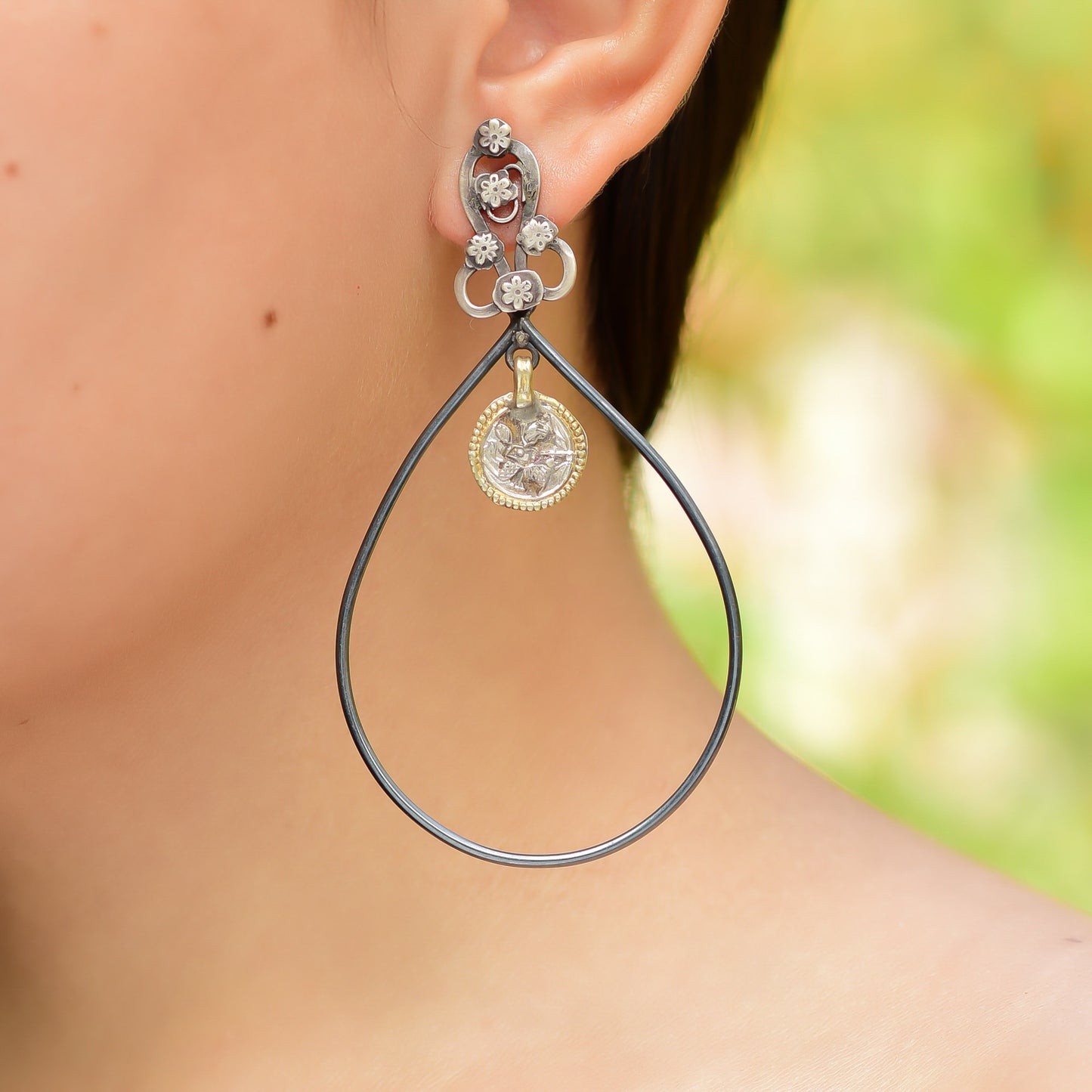 Buy Indian Handcrafted Silver Black Plated Patri Earring