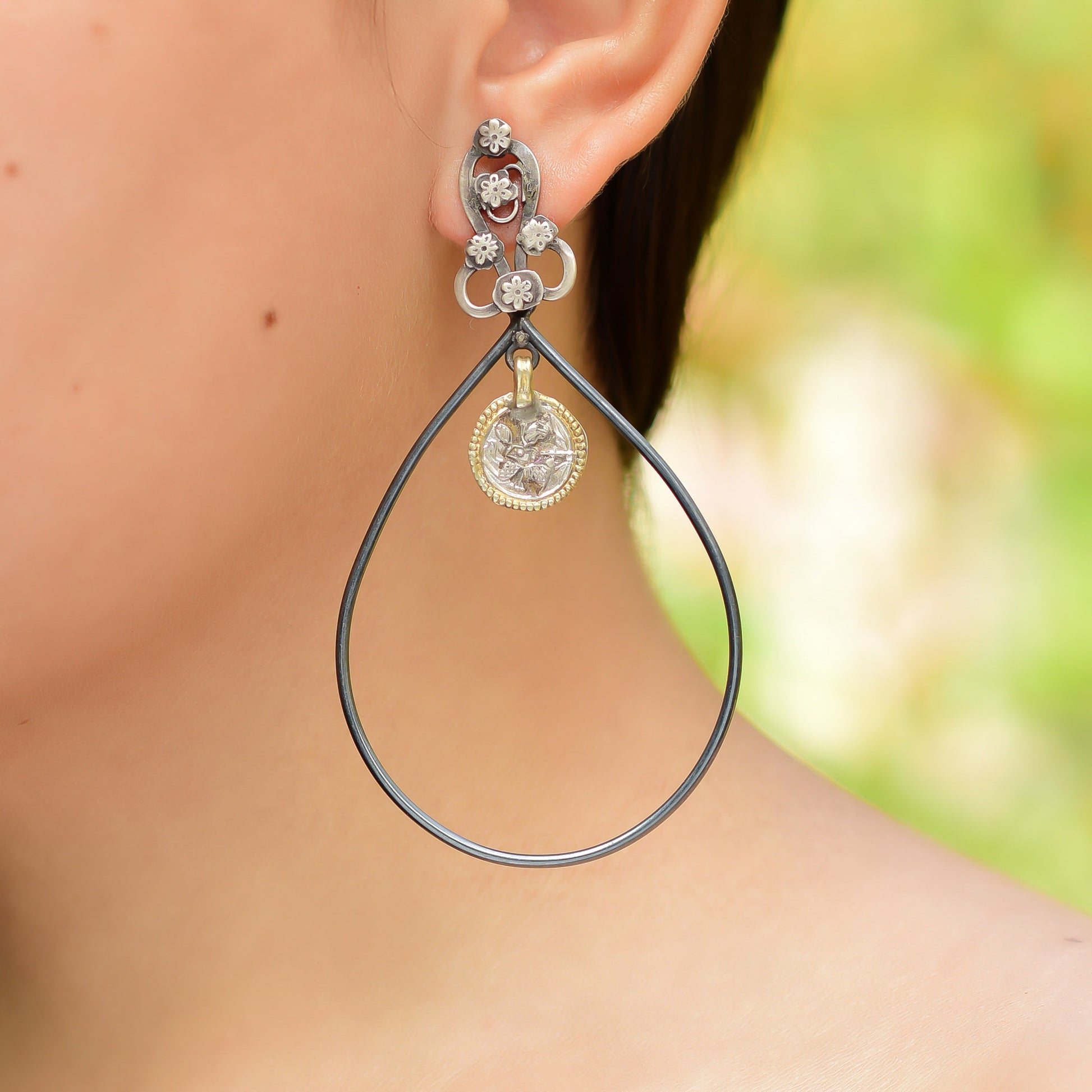 Buy Indian Handcrafted Silver Black Plated Patri Earring