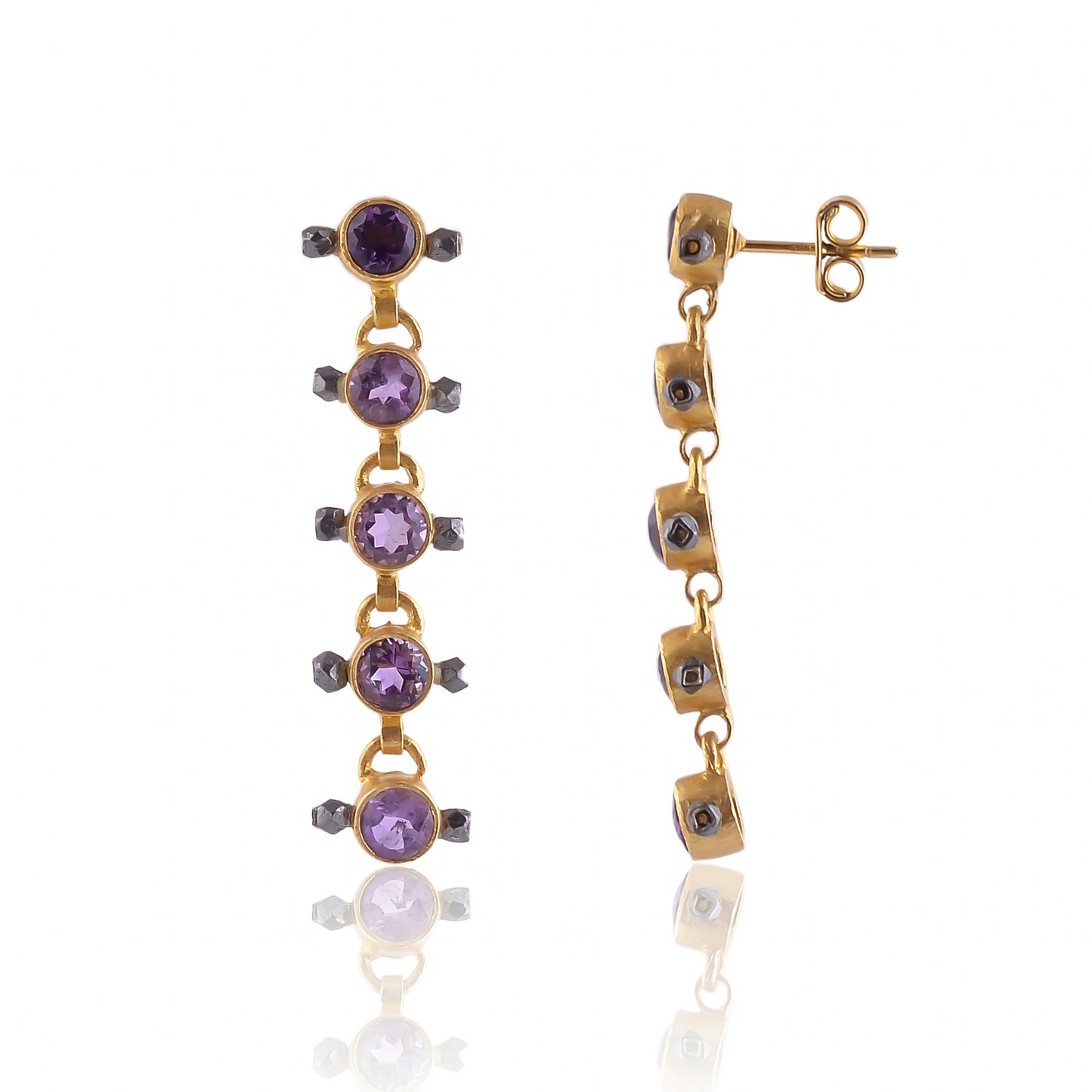 Buy Indian Handmade Silver Gold/black Plated Amethyst Earring