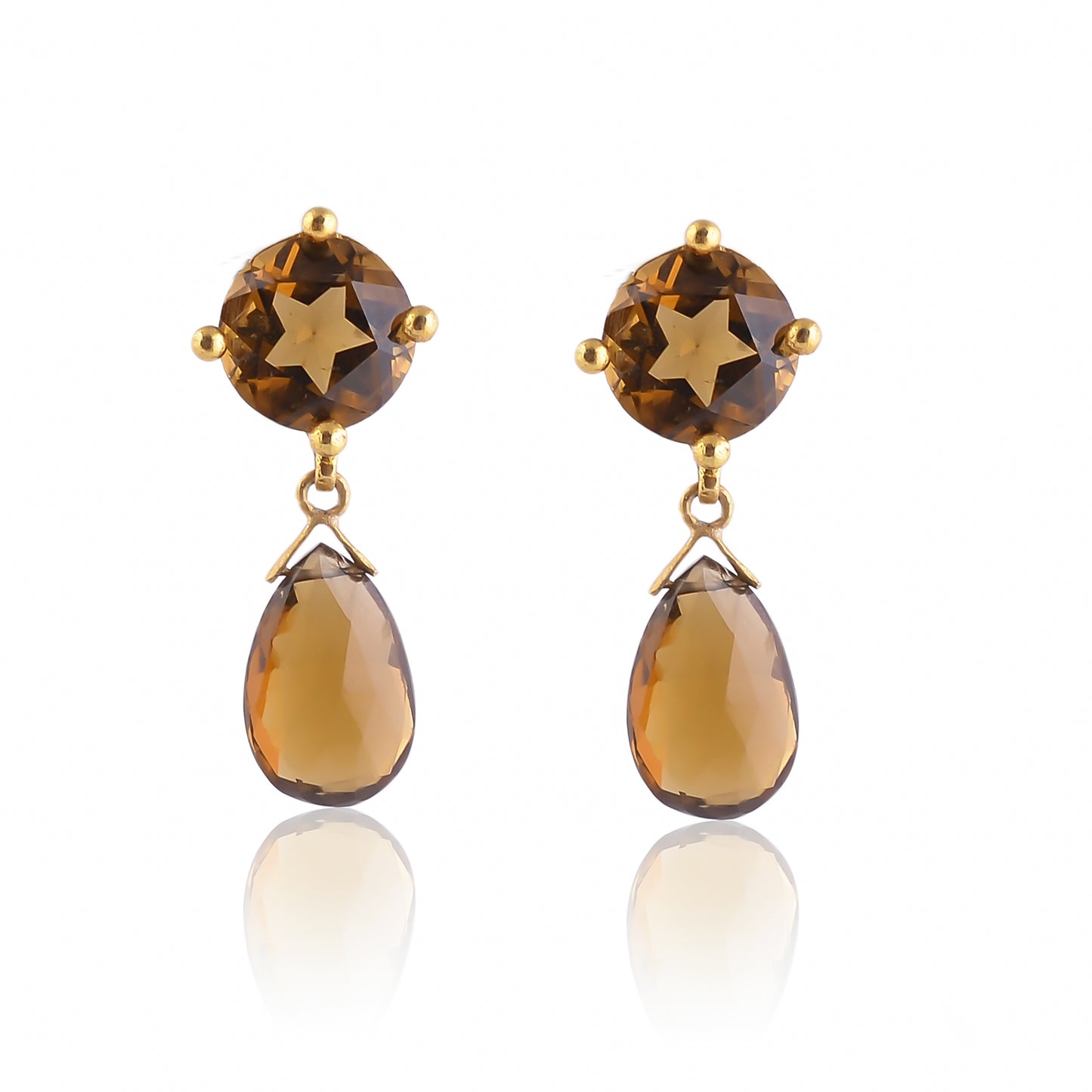 Buy Hand Crafted Silver Gold Plated Beer Quartz Earring