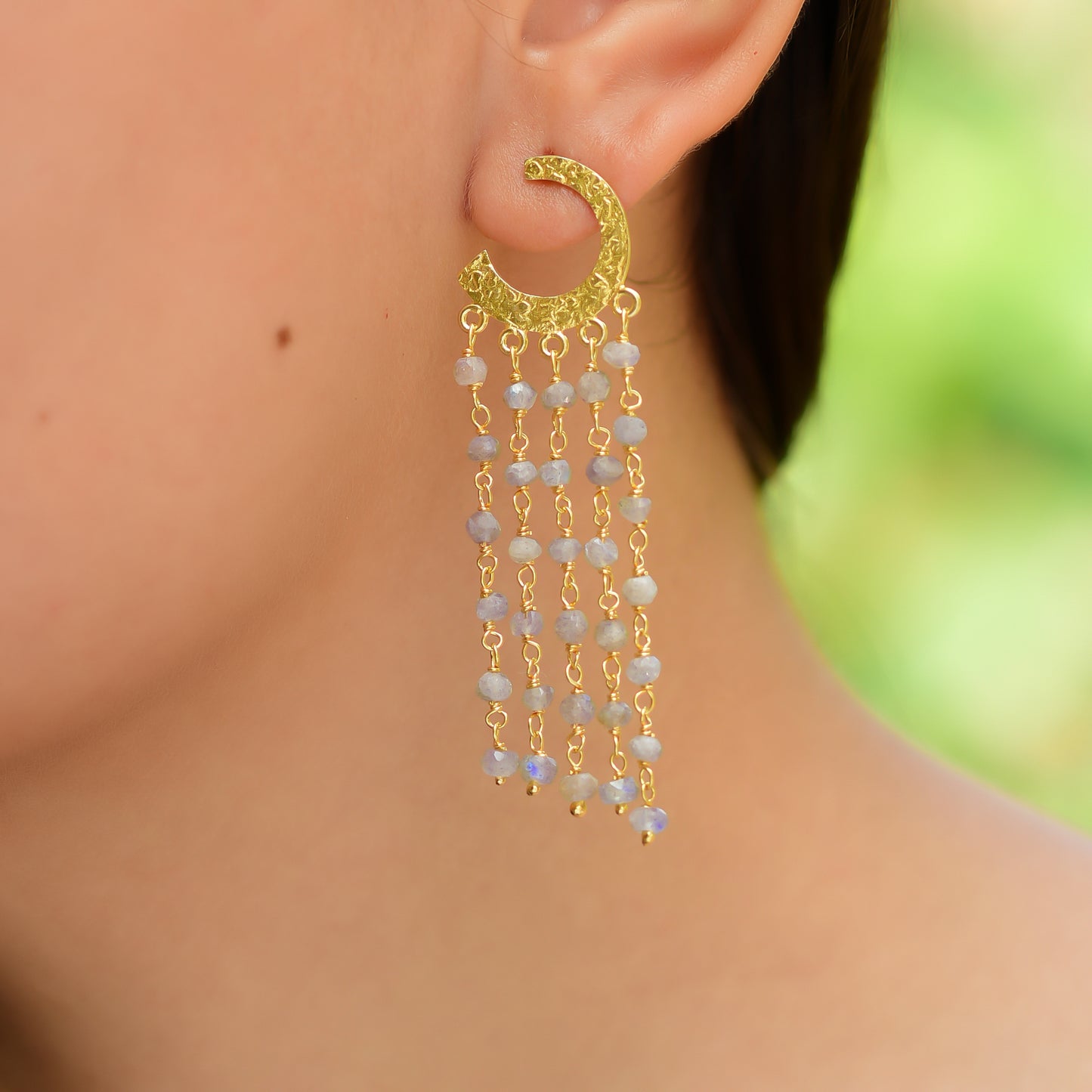 Buy Handmade Silver Gold Plated Labradorite Earring