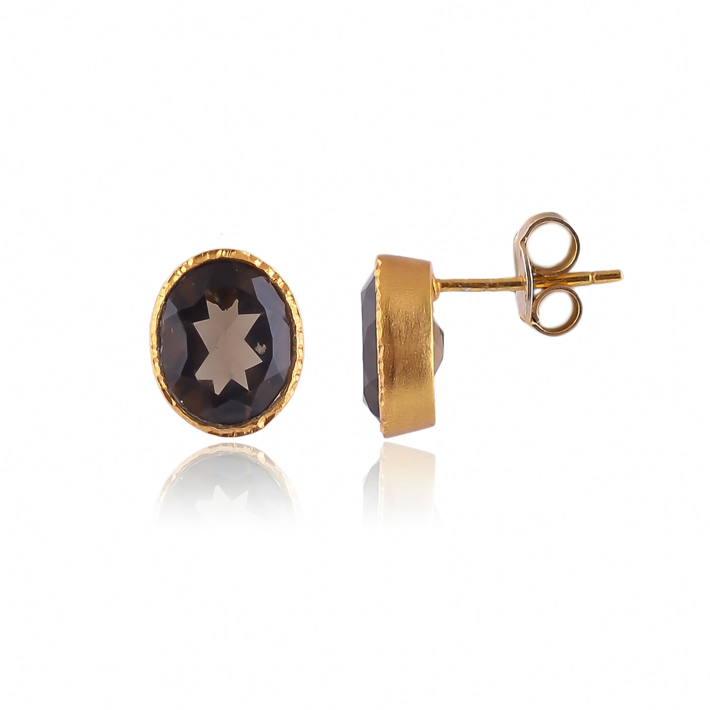 Buy Handmade Silver Gold Plated Smoky Stud Earring