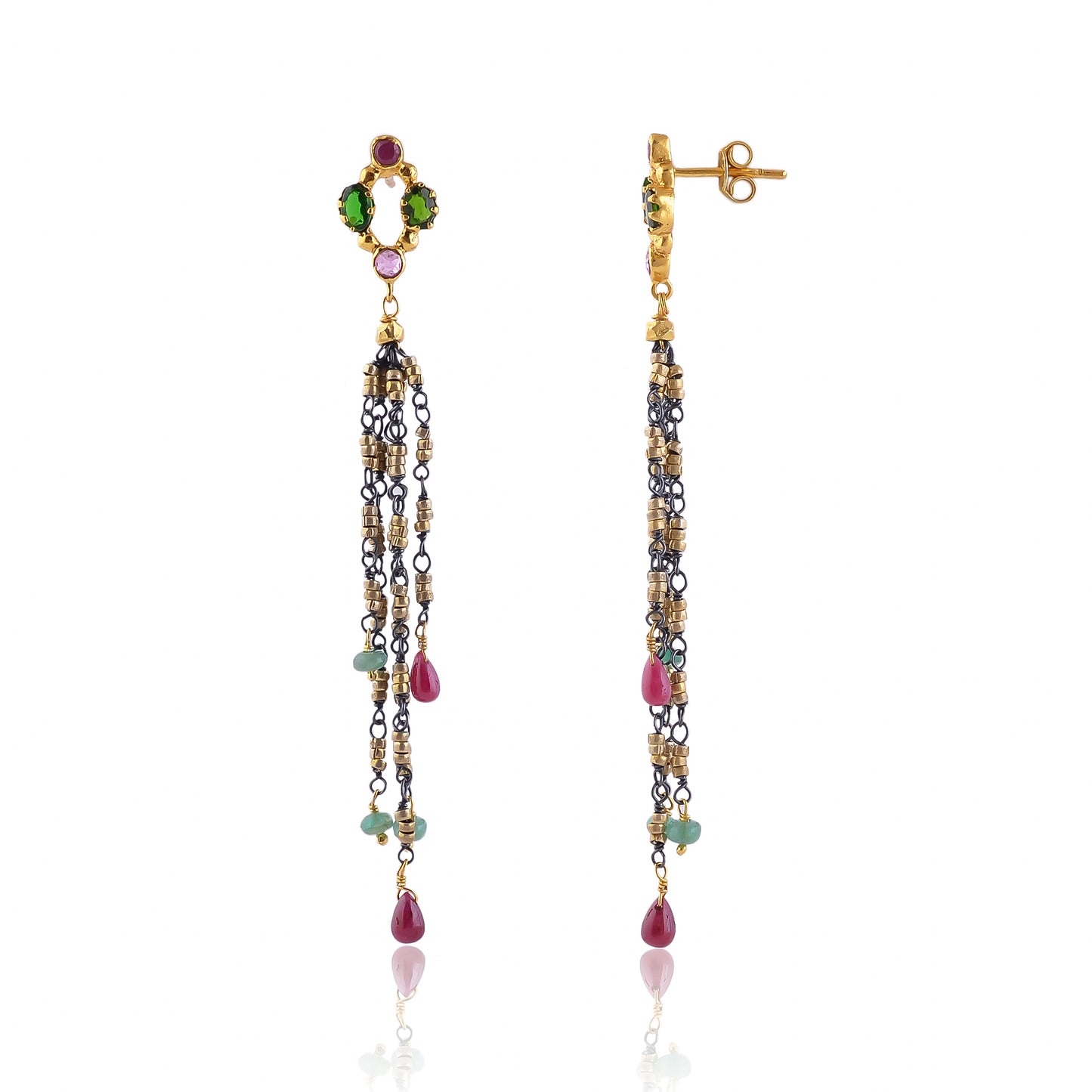 Buy Handmade Silver Gold Black Plated Tourmaline/emerald/ruby Drop Earring