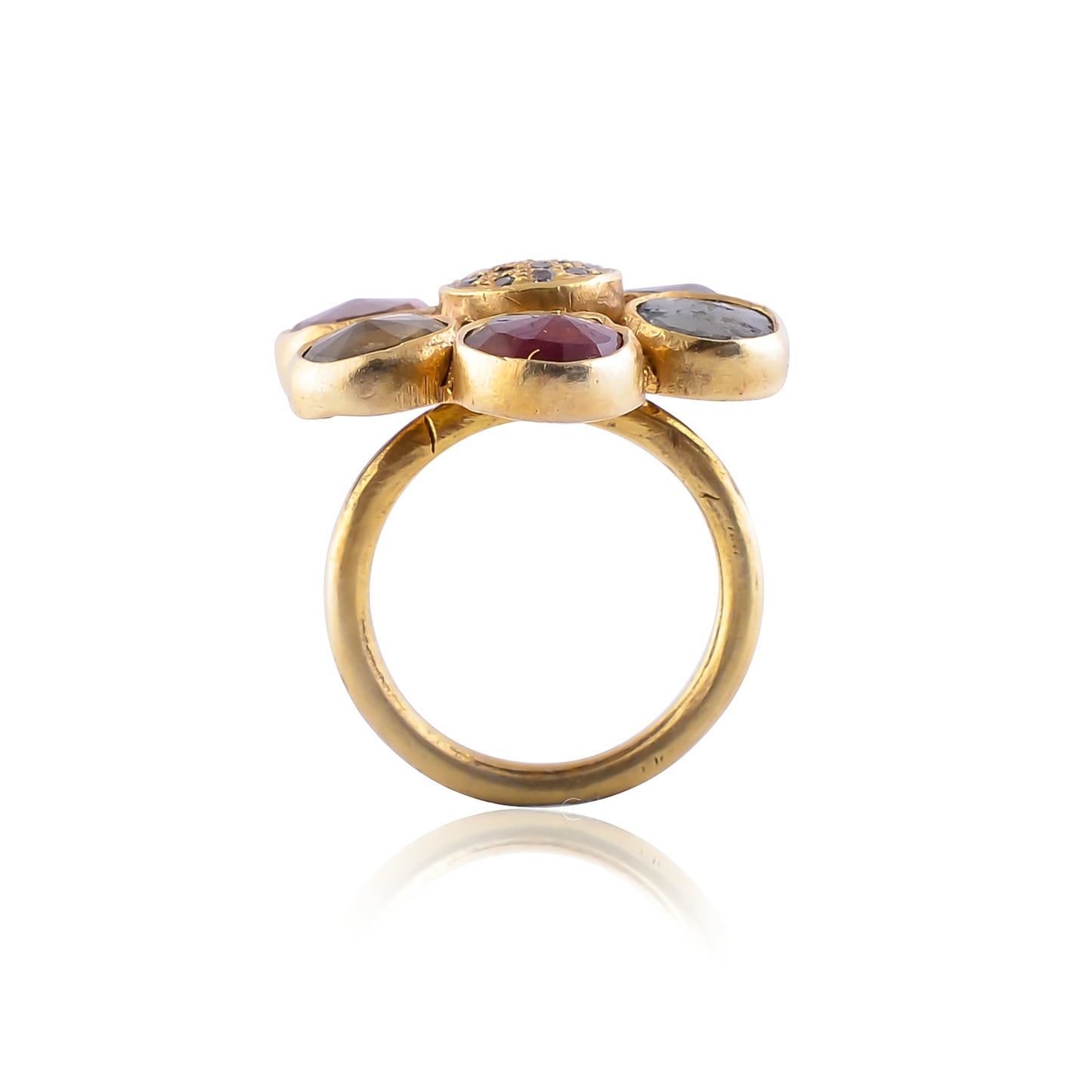 Buy Handcrafted Silver Gold Plated Multi Tourmaline / Zircon Ring