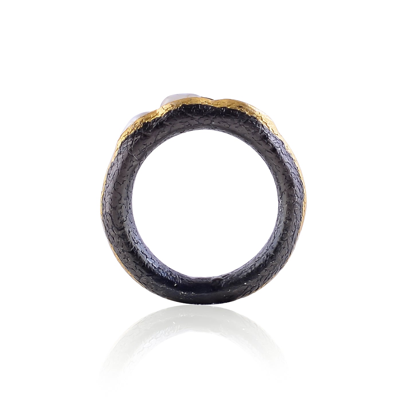 Buy Indian Handcrafted Silver Gold Black Plated Pearl Ring