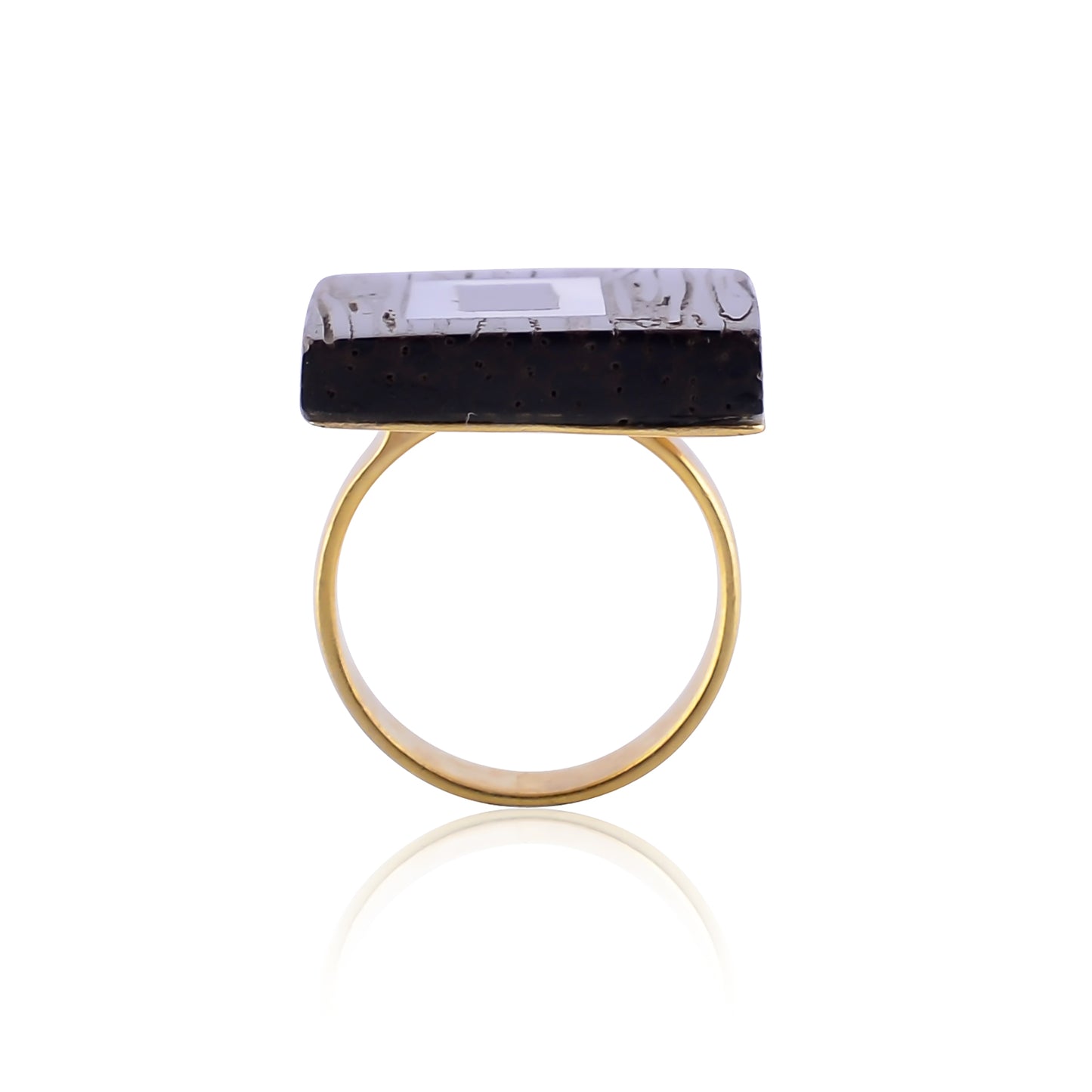 Buy Handmade Silver Gold Plated Wooden Mop Inlay Ring