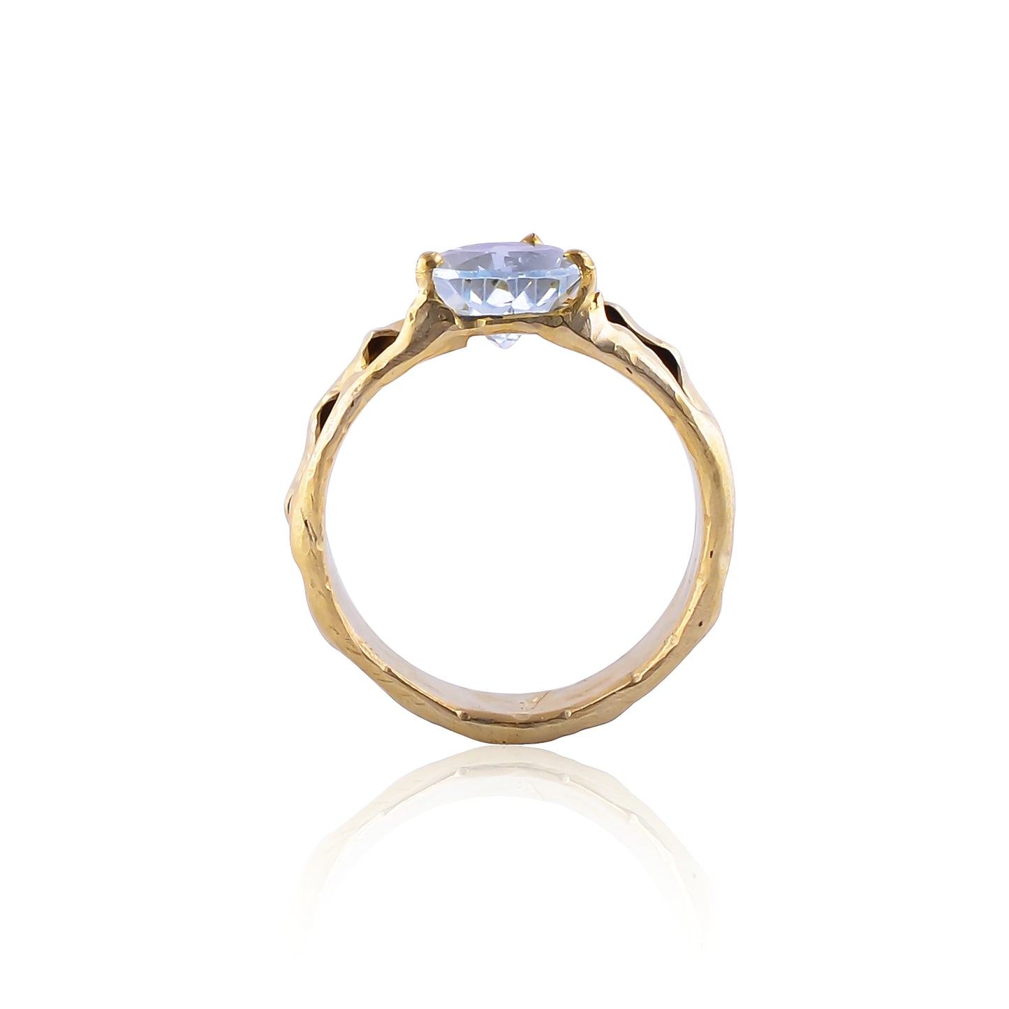 Buy Handcrafted Silver Gold Black Plated Aquamarine Ring