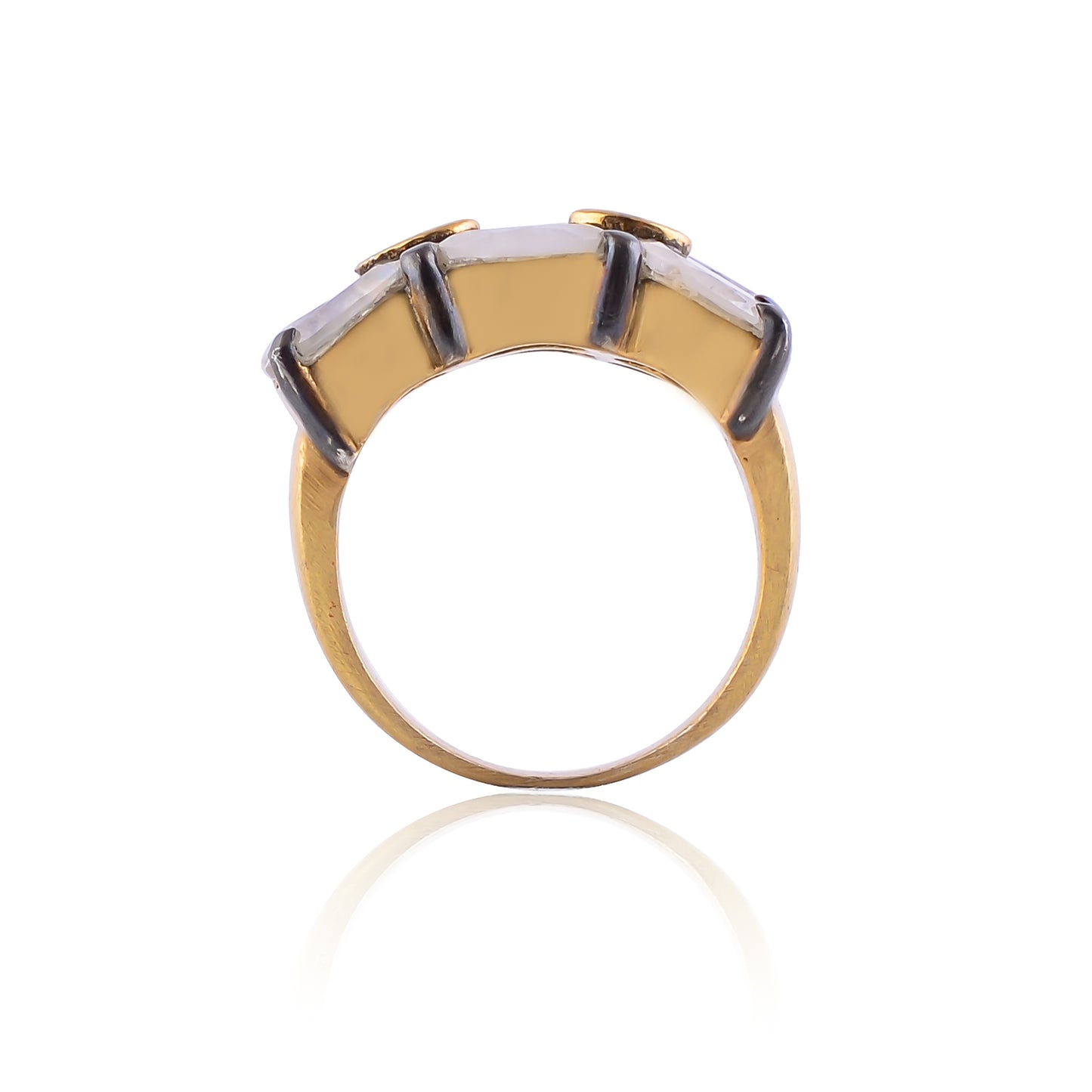 Buy Handcrafted Silver Gold Black Plated Rainbow Moonstone Ring