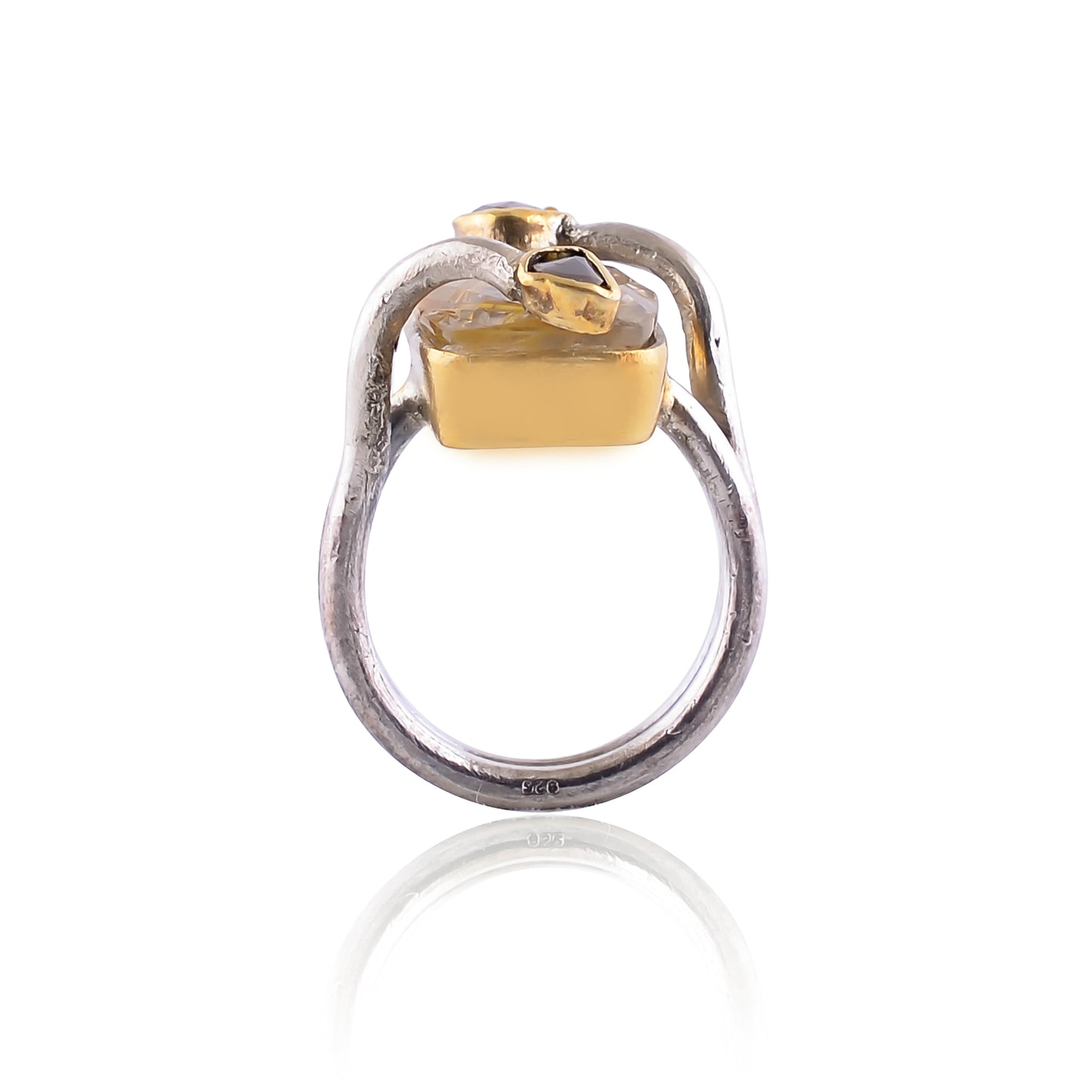 Buy Handcrafted Silver Gold Plated Golden Rutile/diamond Ring