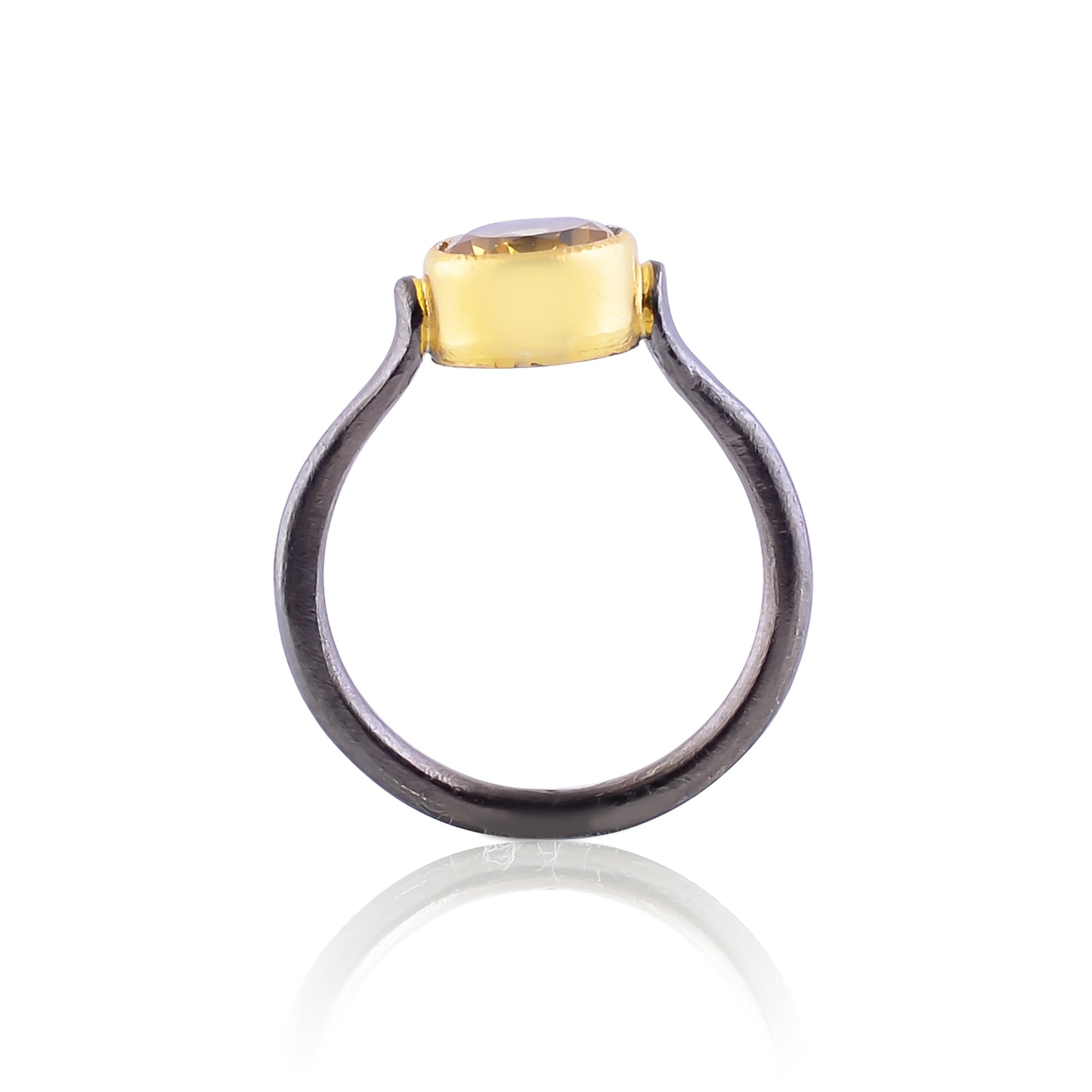 Buy Handcrafted Silver Gold Black Plated Citrine Ring