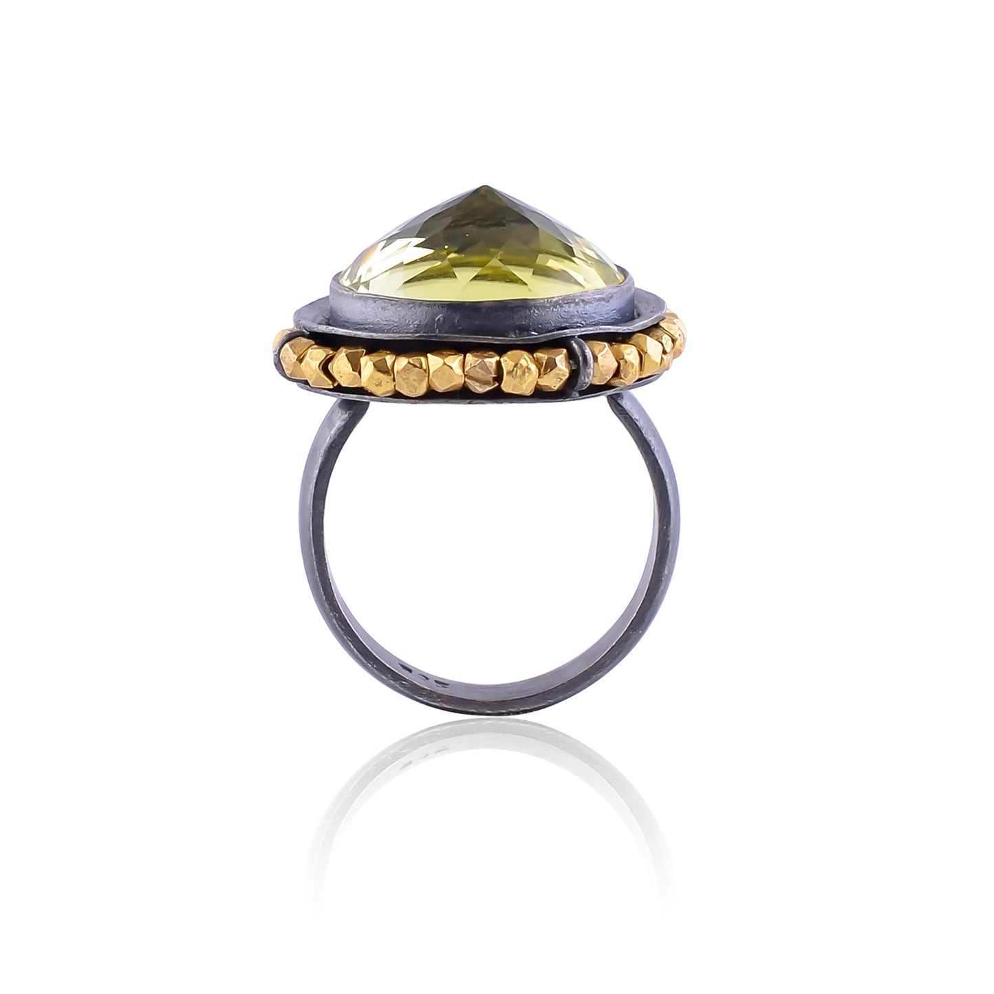 Buy Handmade Silver Gold & Black Plated Lemon Quartz Ring