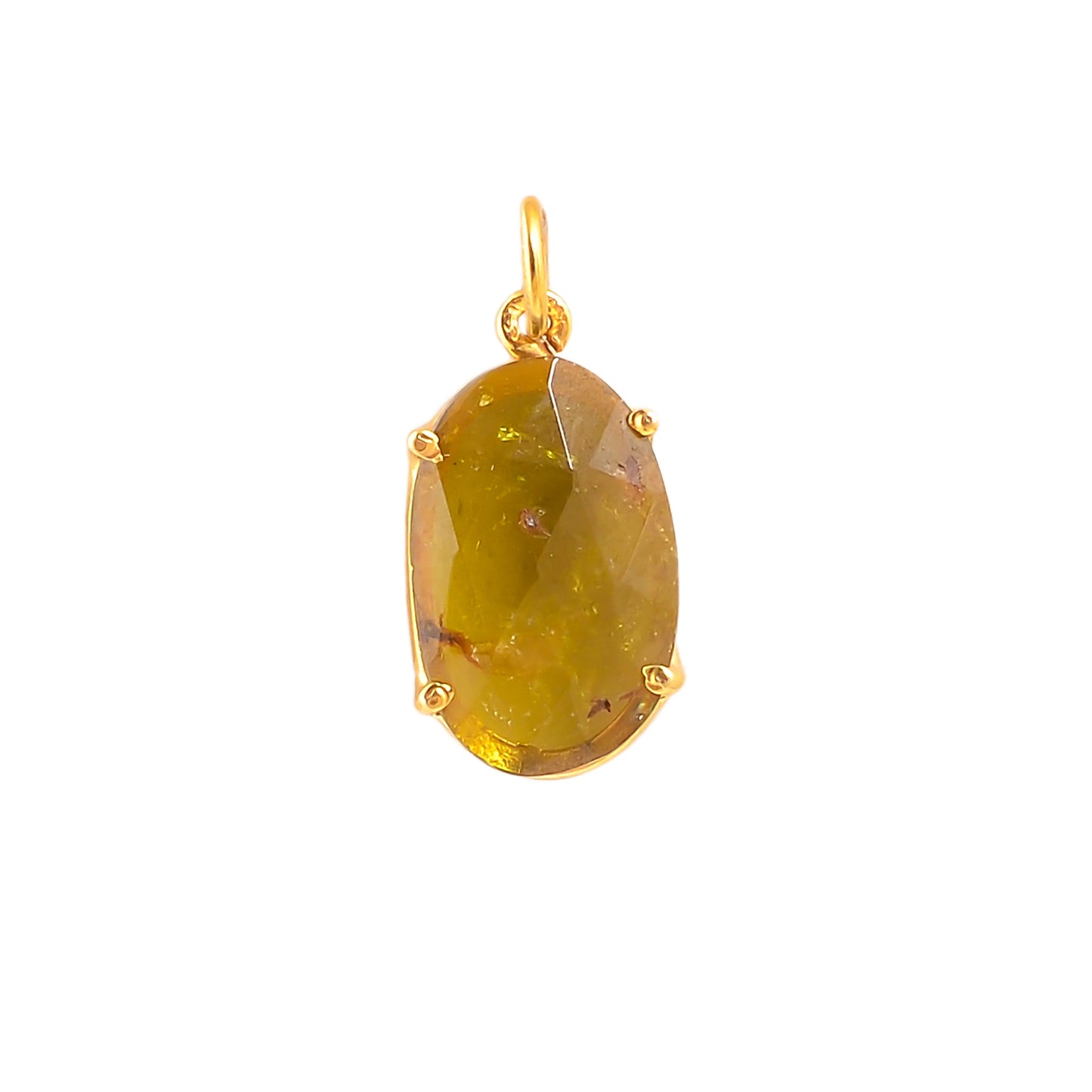 Silver Gold Plated Tourmaline Slice Pendant