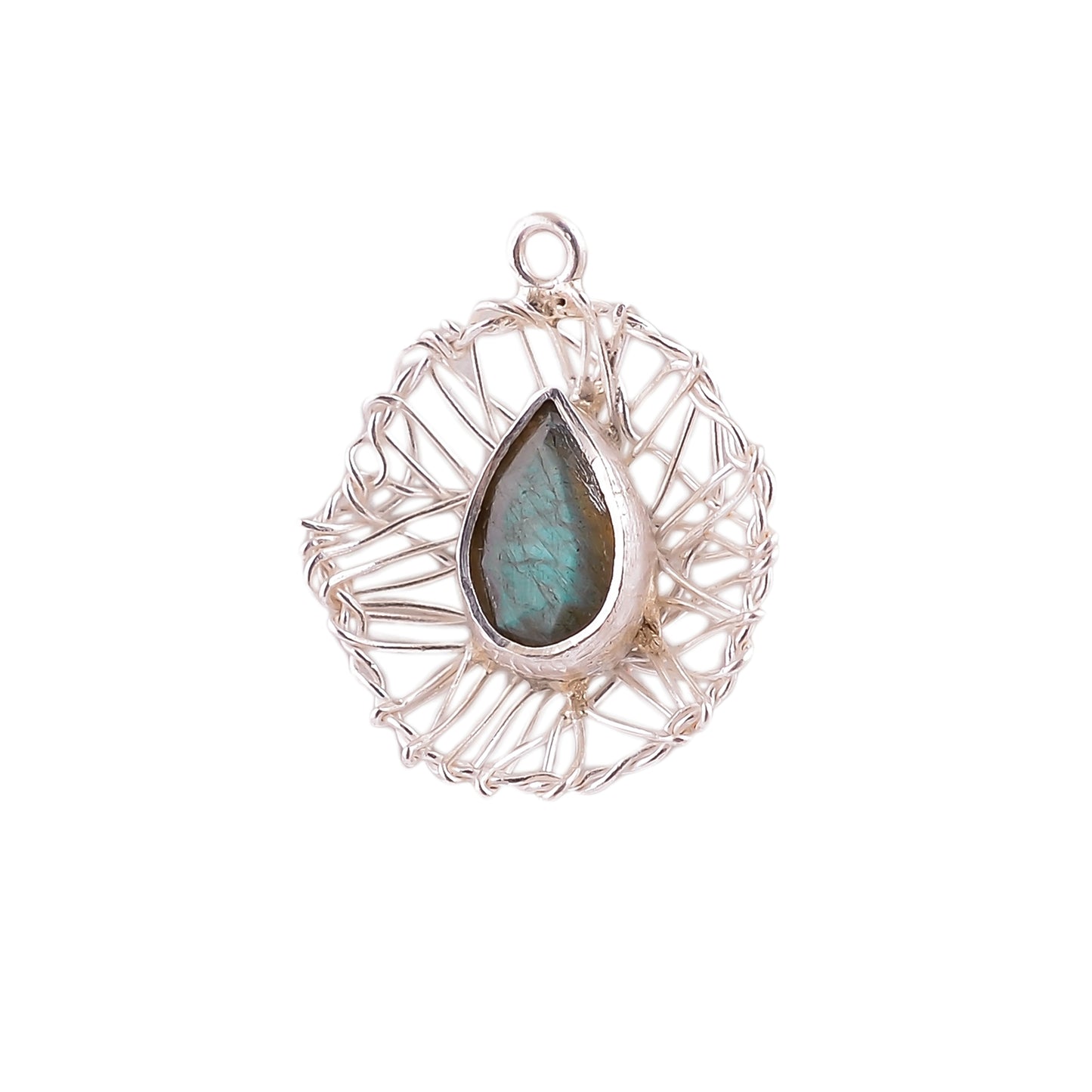 Silver Labrodrite Wire Pendant
