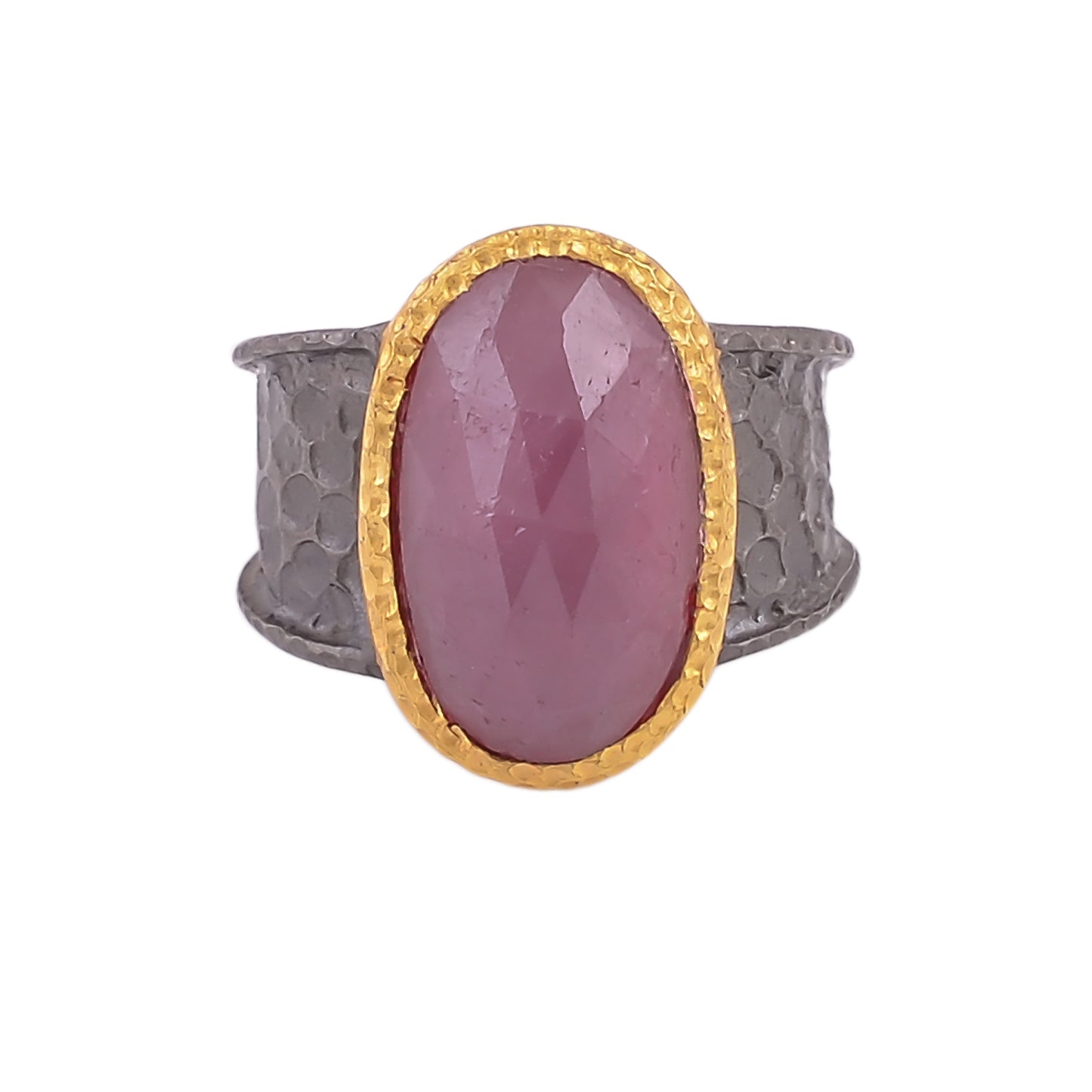 Buy Handcrafted Silver Gold Black Plated Sapphire Ring