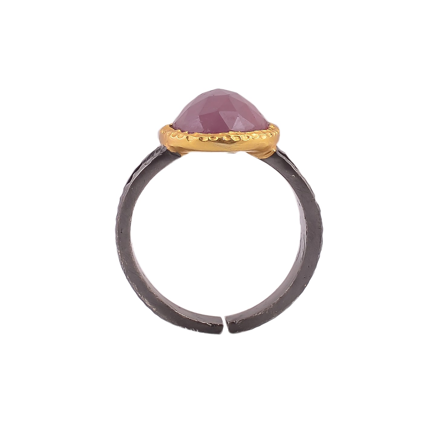 Buy Handcrafted Silver Gold Black Plated Sapphire Ring