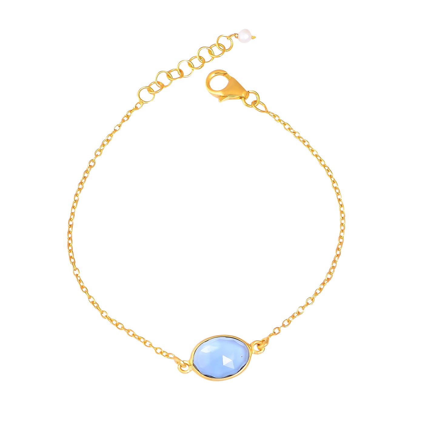 Buy Handcrafted Silver Gold Plated Blue Topaz Bracelet