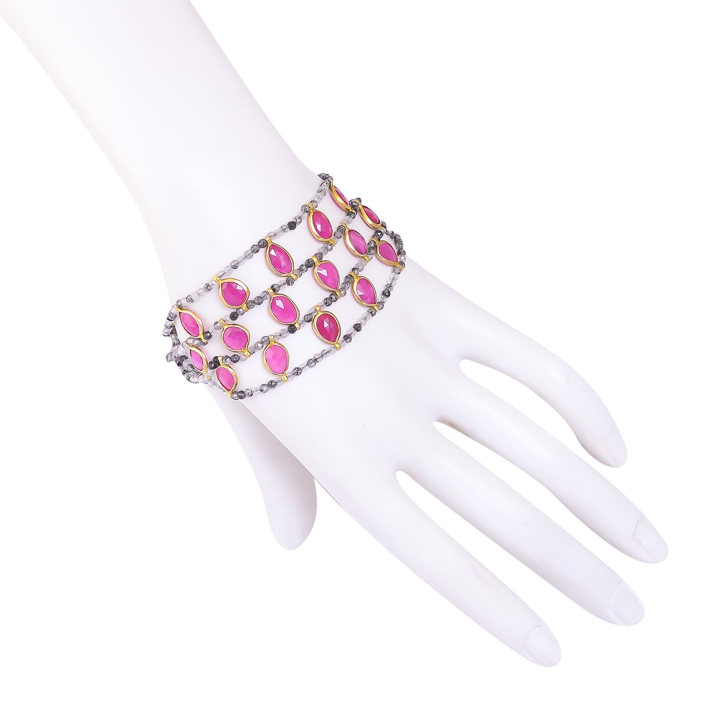 Buy Luxury Handmade Silver Gold Plated Ruby/rotile Bracelet