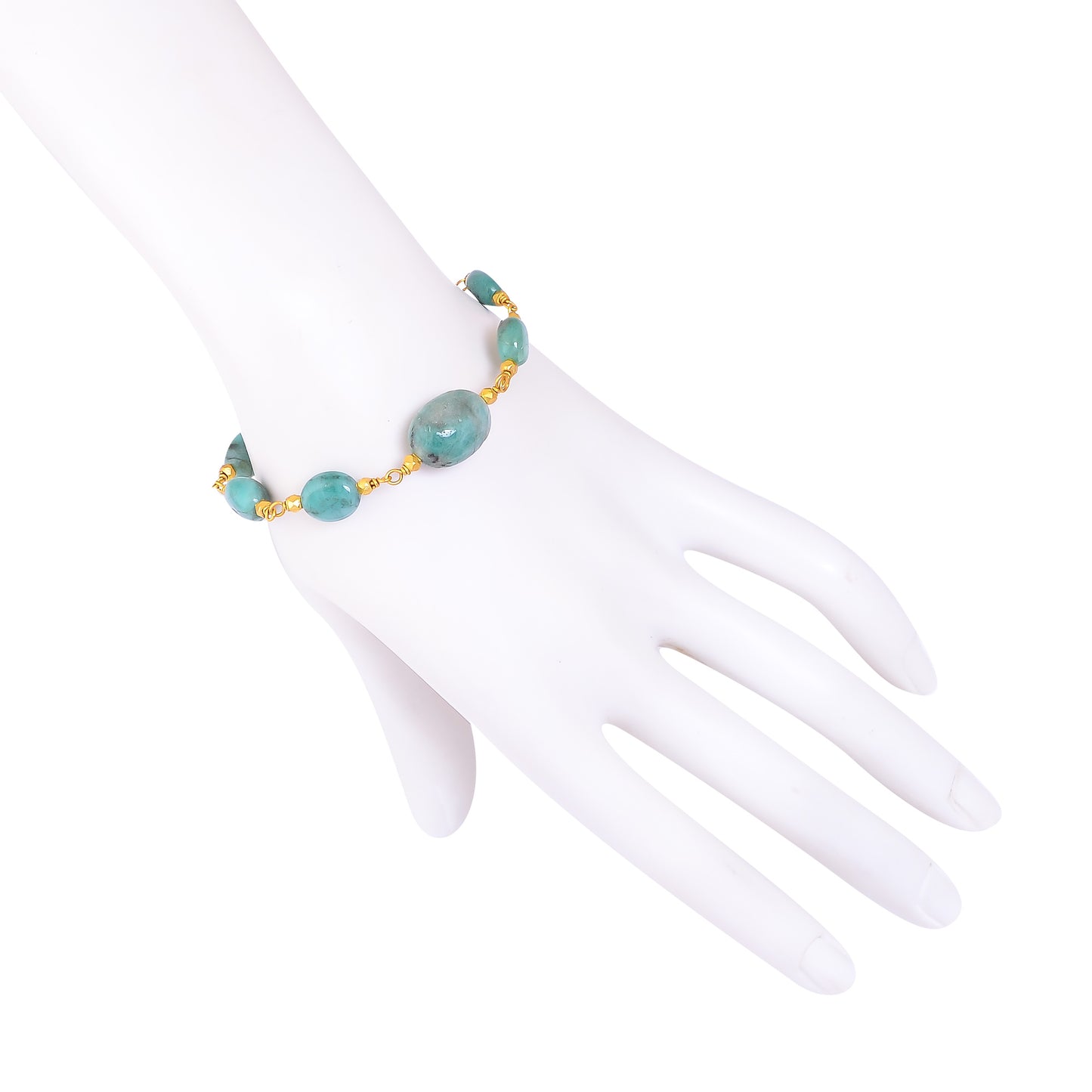 Buy Luxury Handmade Silver Gold Plated Emerald Mani Bracelet