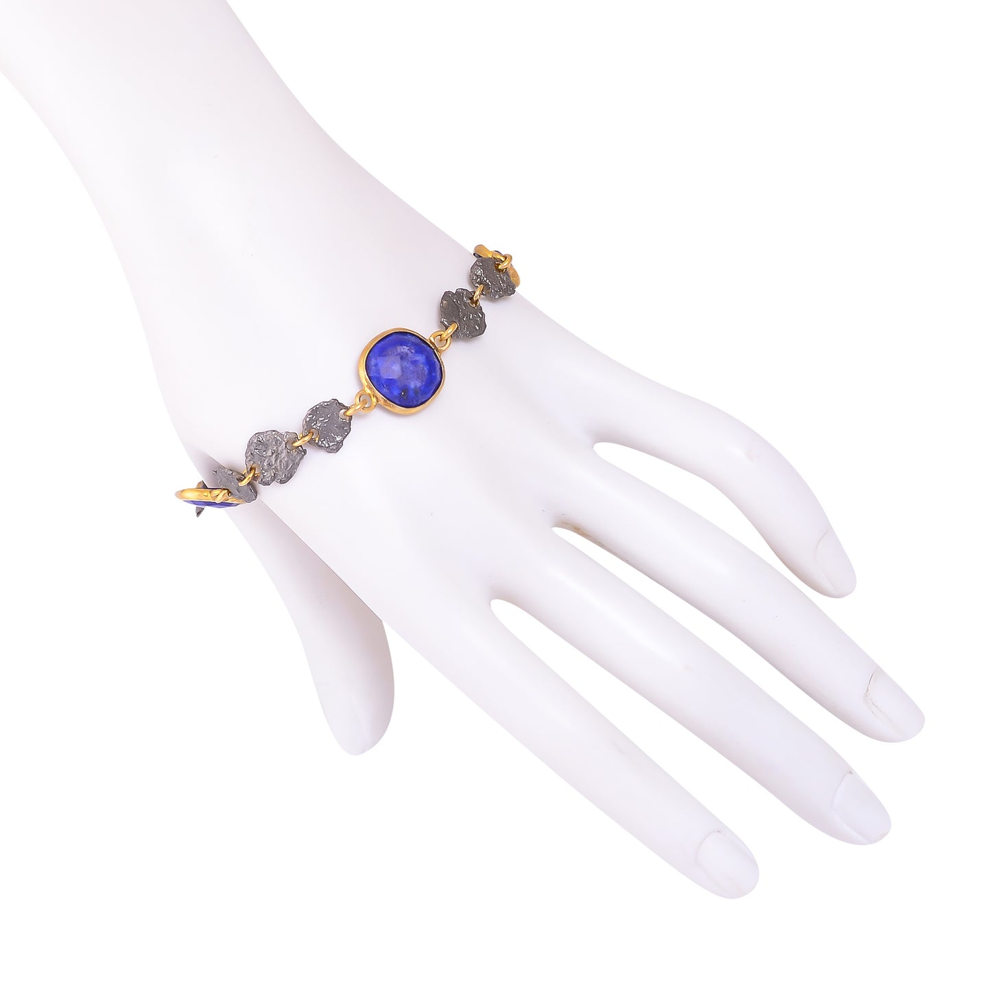 Buy Handcrafted Silver Gold Black Plated Lapis Melt Sheet Bracelet