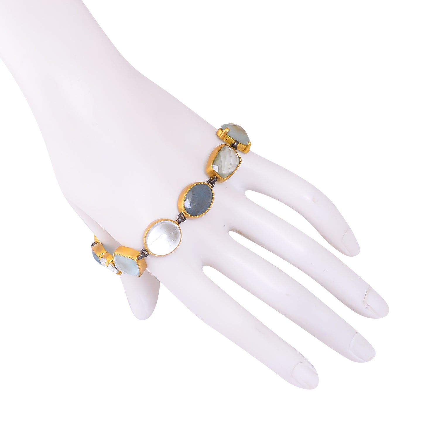 Buy Handmade Silver Gold Black Plated Aquamarine Bracelet