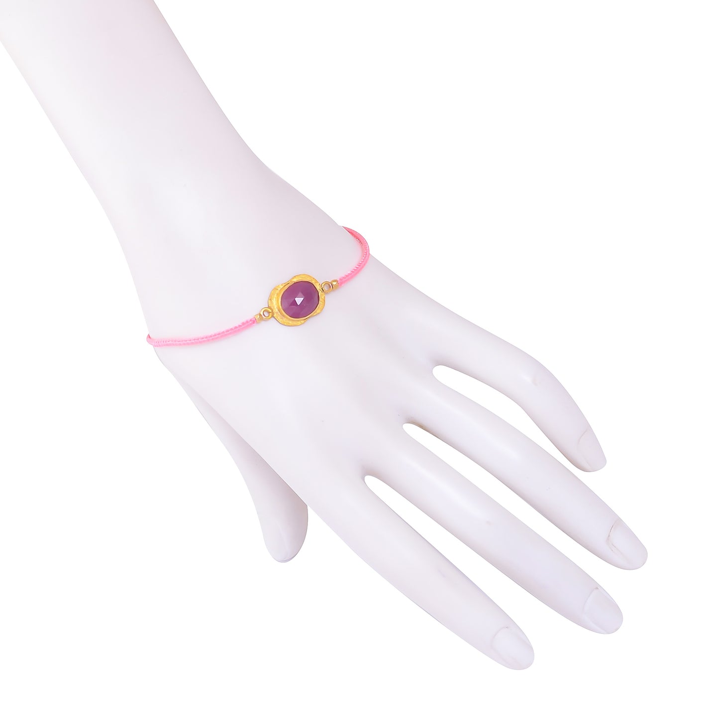 Buy Handcrafted Silver Gold Plated Sapphire Thread Bracelet