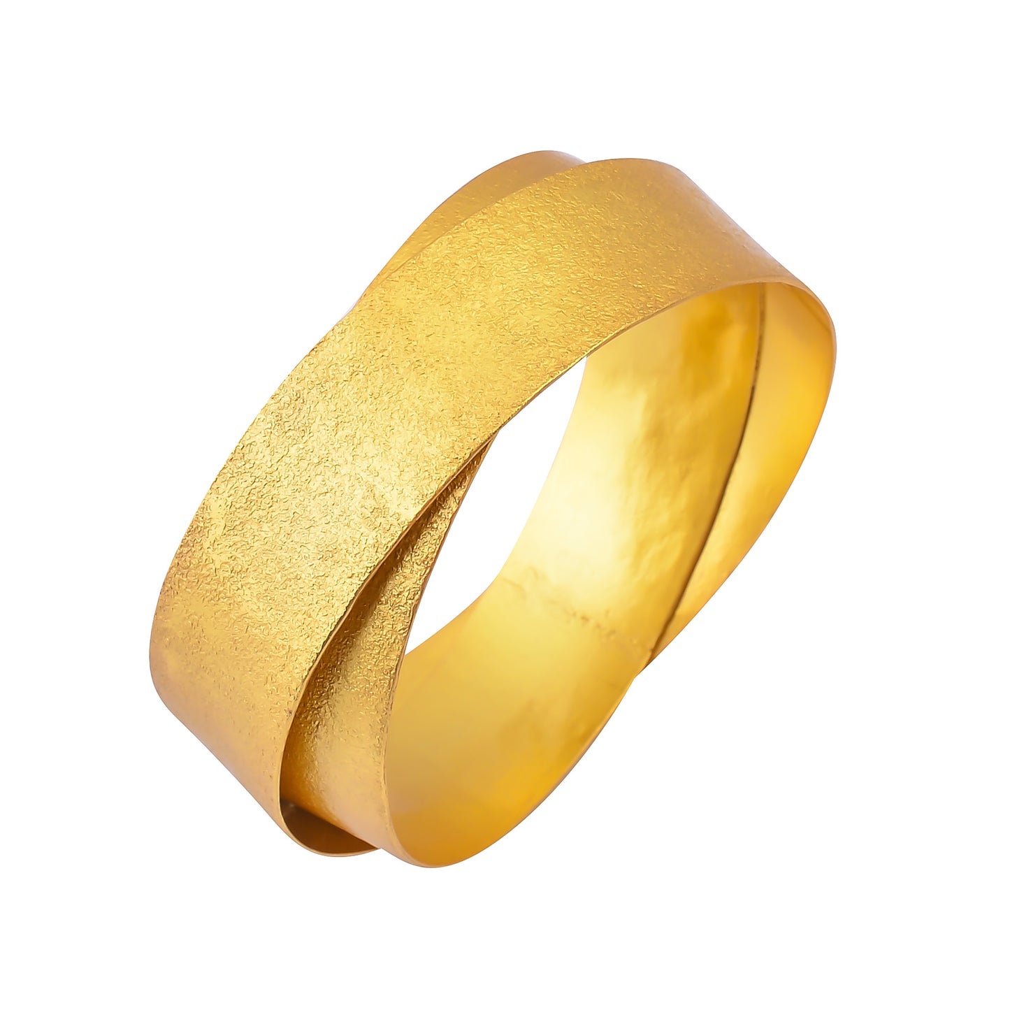 Buy Handcrafted Silver Gold Plated Double Wrap Texture Bangle