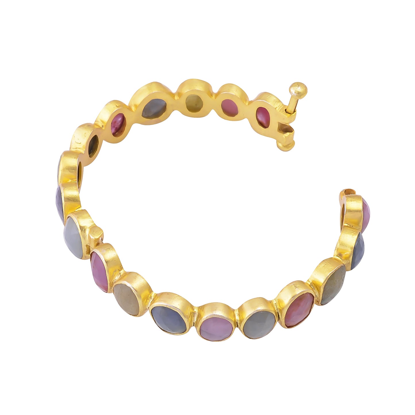Buy Handmade Silver Gold Plated Multi Sapphire Bangle