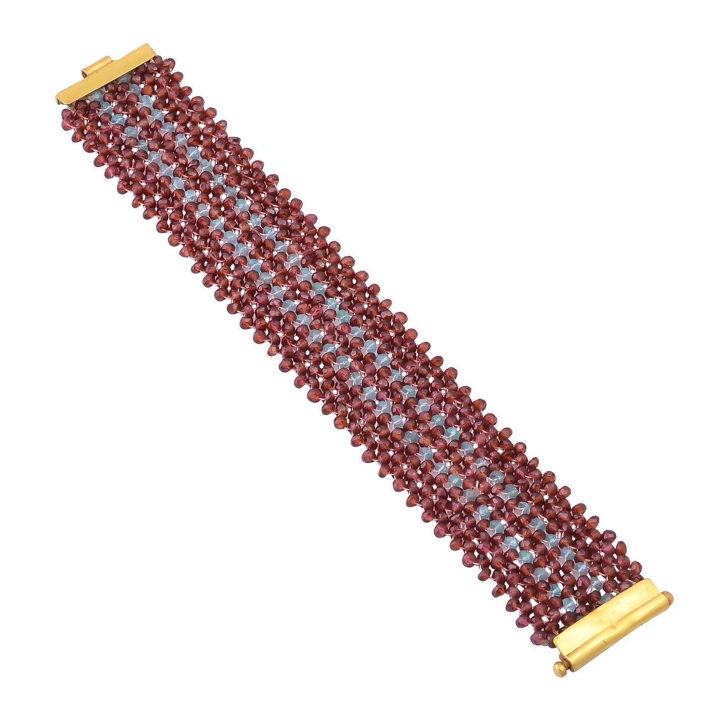 Buy Handcrafted Silver Gold Plated Garnet/apetite Weaving Bracelet