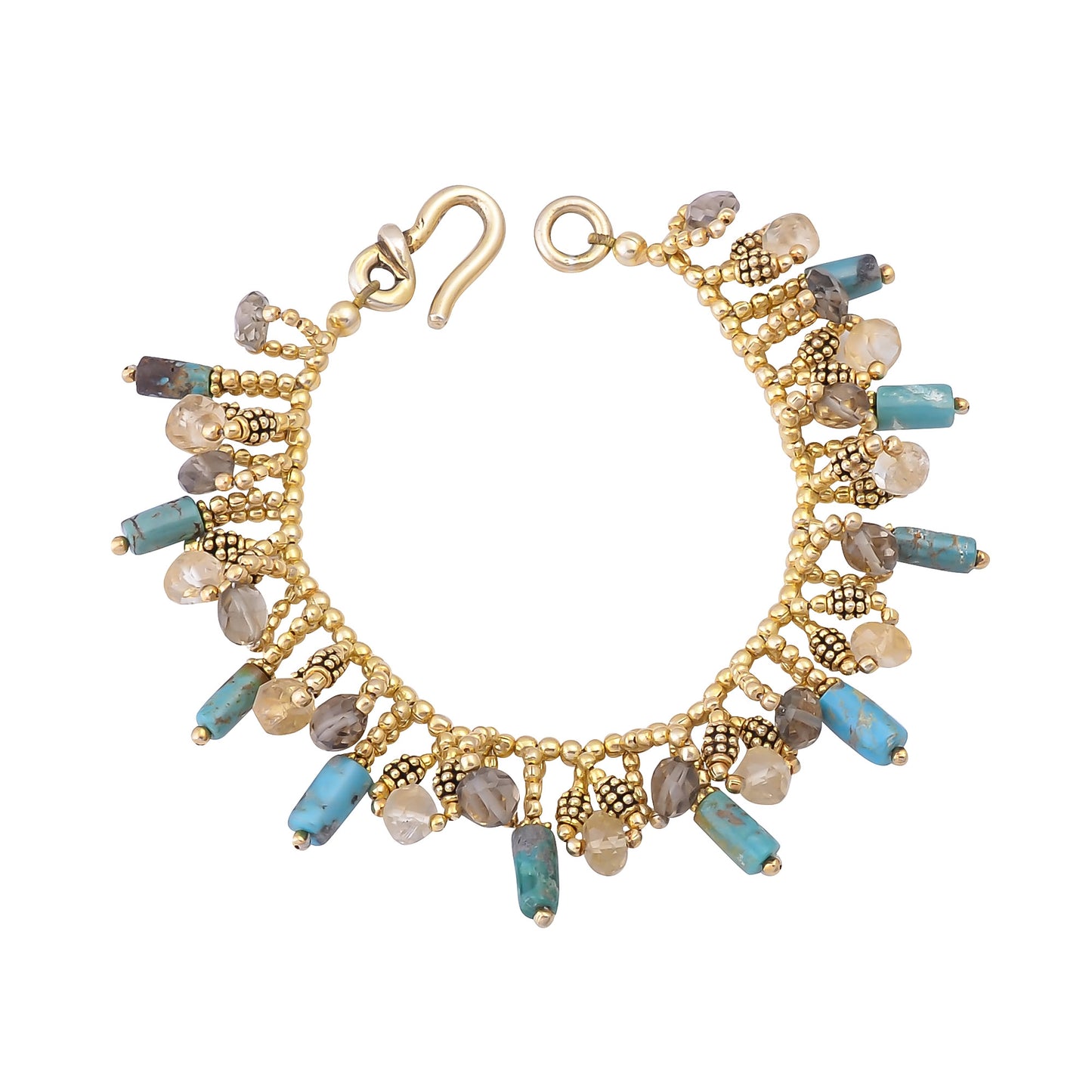 Buy Indian Handcrafted Silver Gold Plated Multi Stone Cluster Bracelet