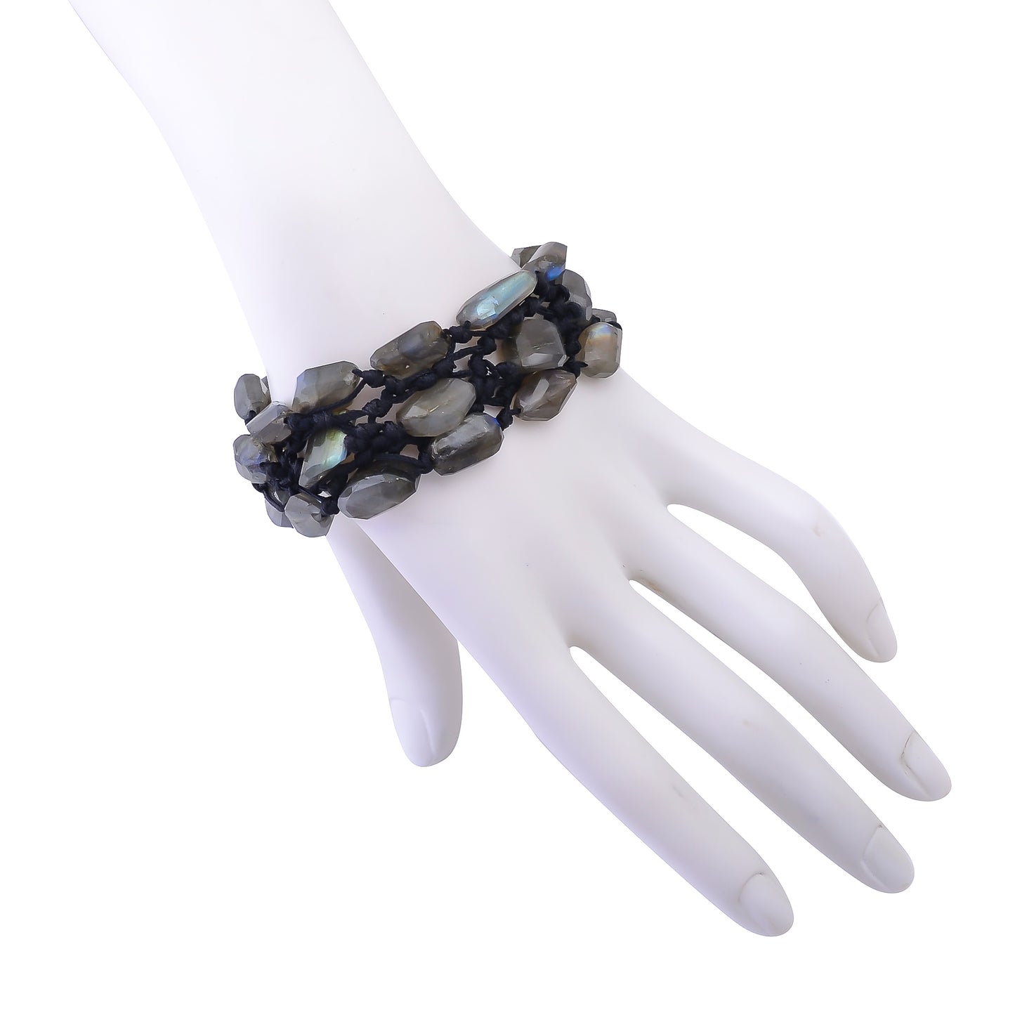 Buy Handcrafted Silver Labrodorite Thread Weaving Bracelet