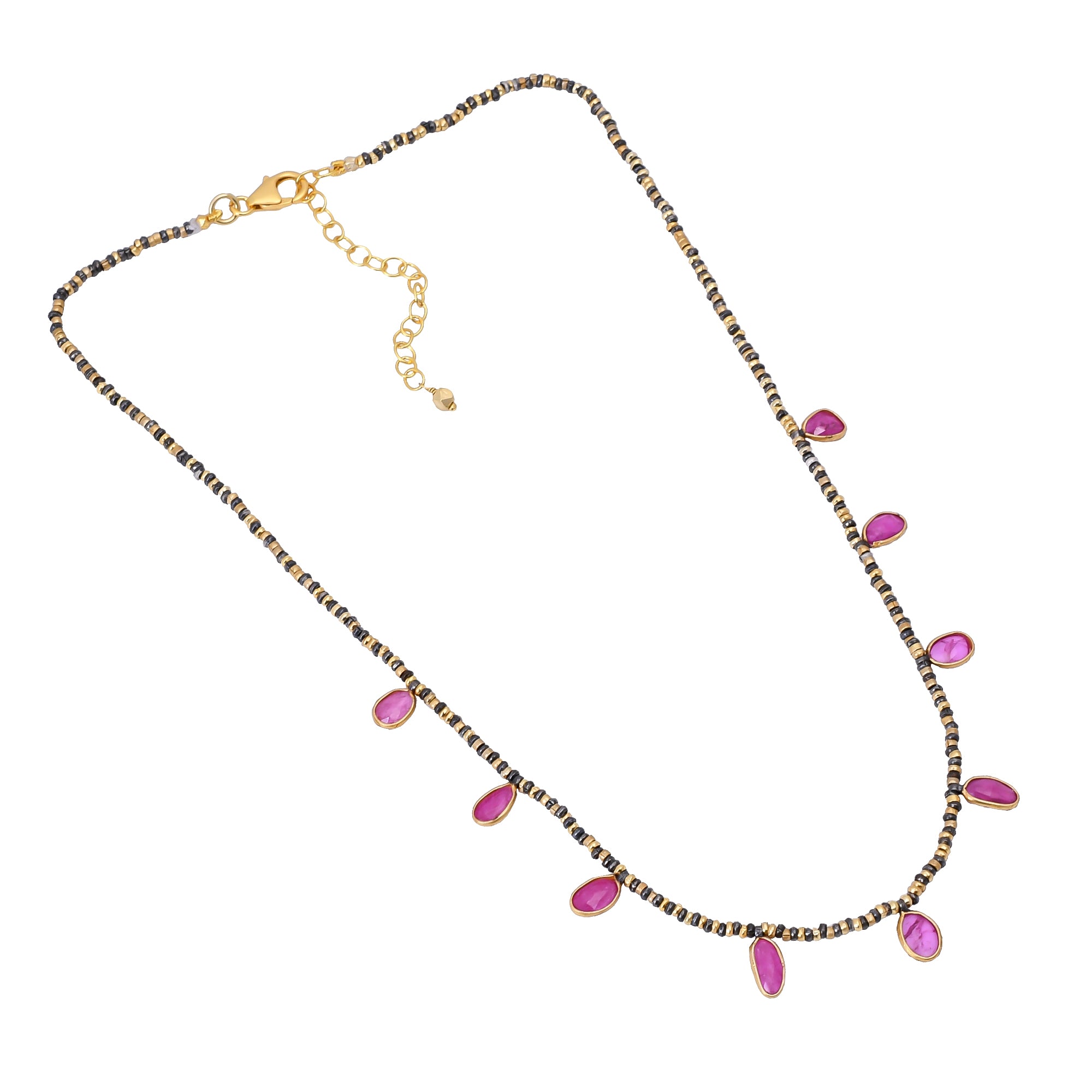 Silver Gold Plated Ruby Necklace