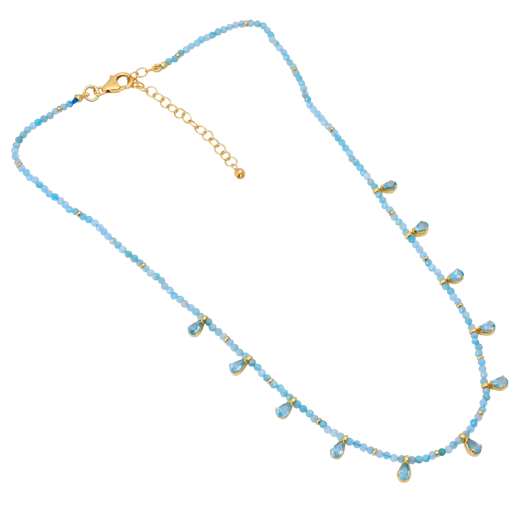 Silver Gold Plated Apatite and Amazonite Necklace