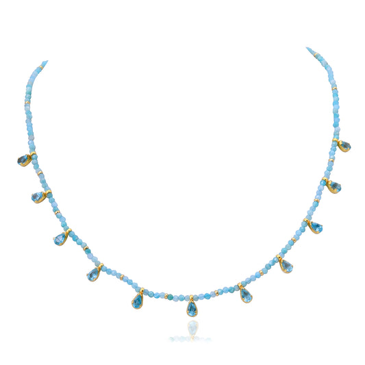 Silver Gold Plated Apatite and Amazonite Necklace