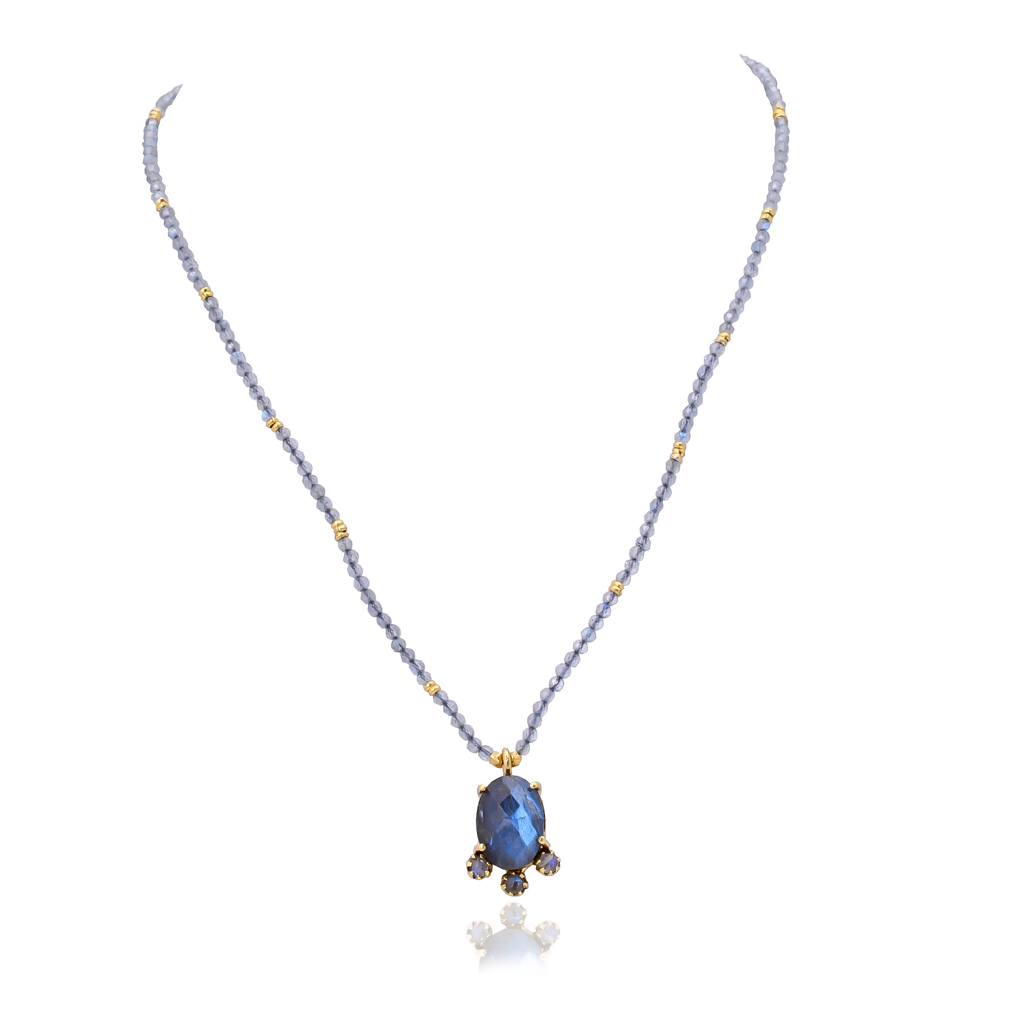 Silver Gold Plated Labradorite Necklace
