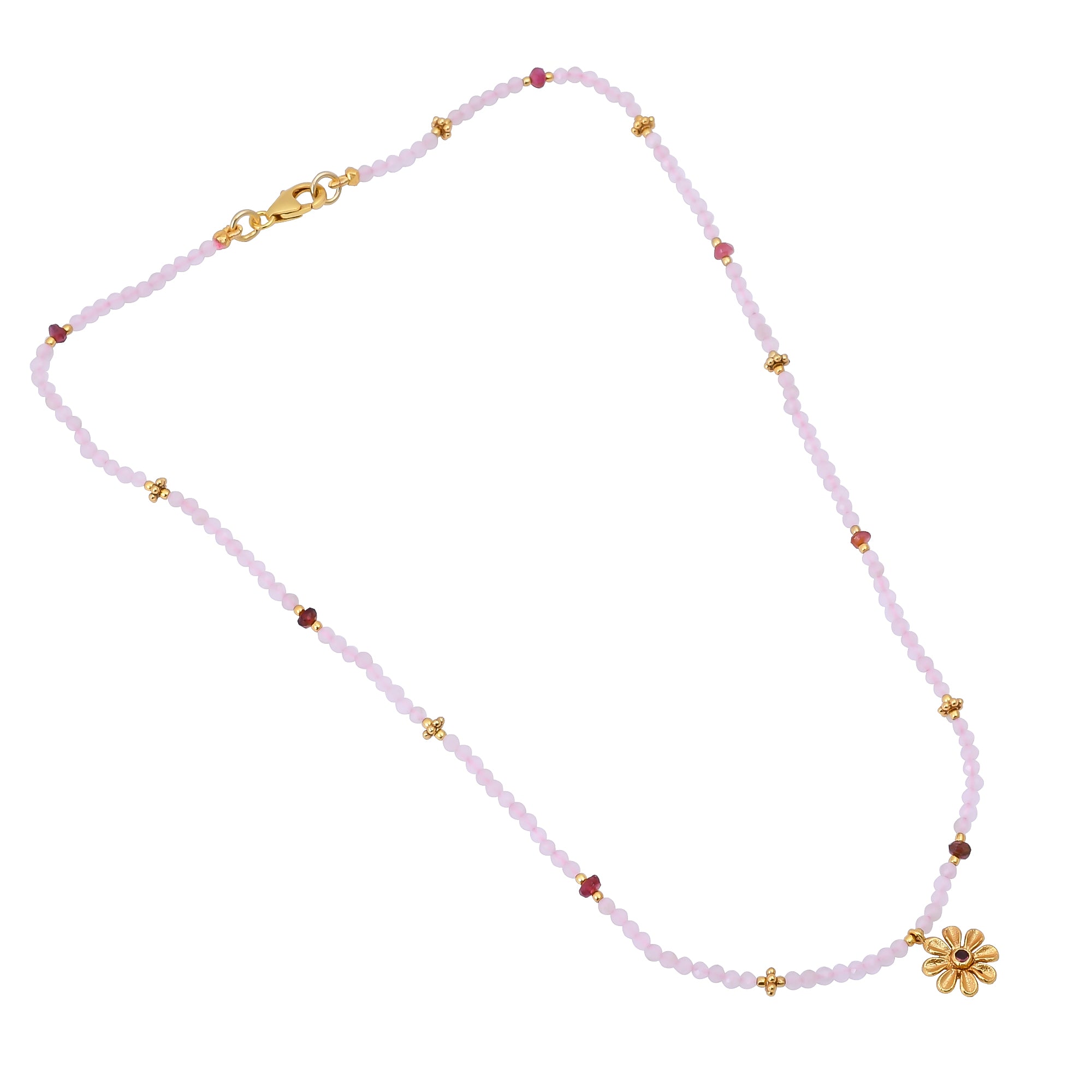 Silver Gold Plated Pink Tourmaline Necklace
