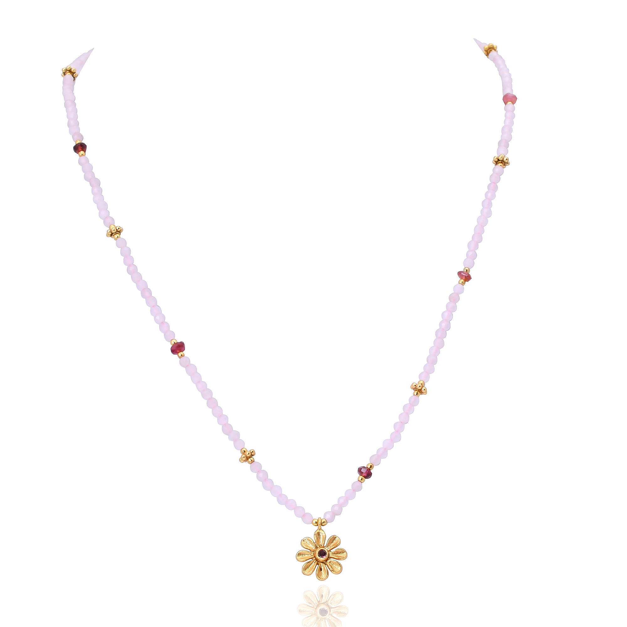 Silver Gold Plated Pink Tourmaline Necklace
