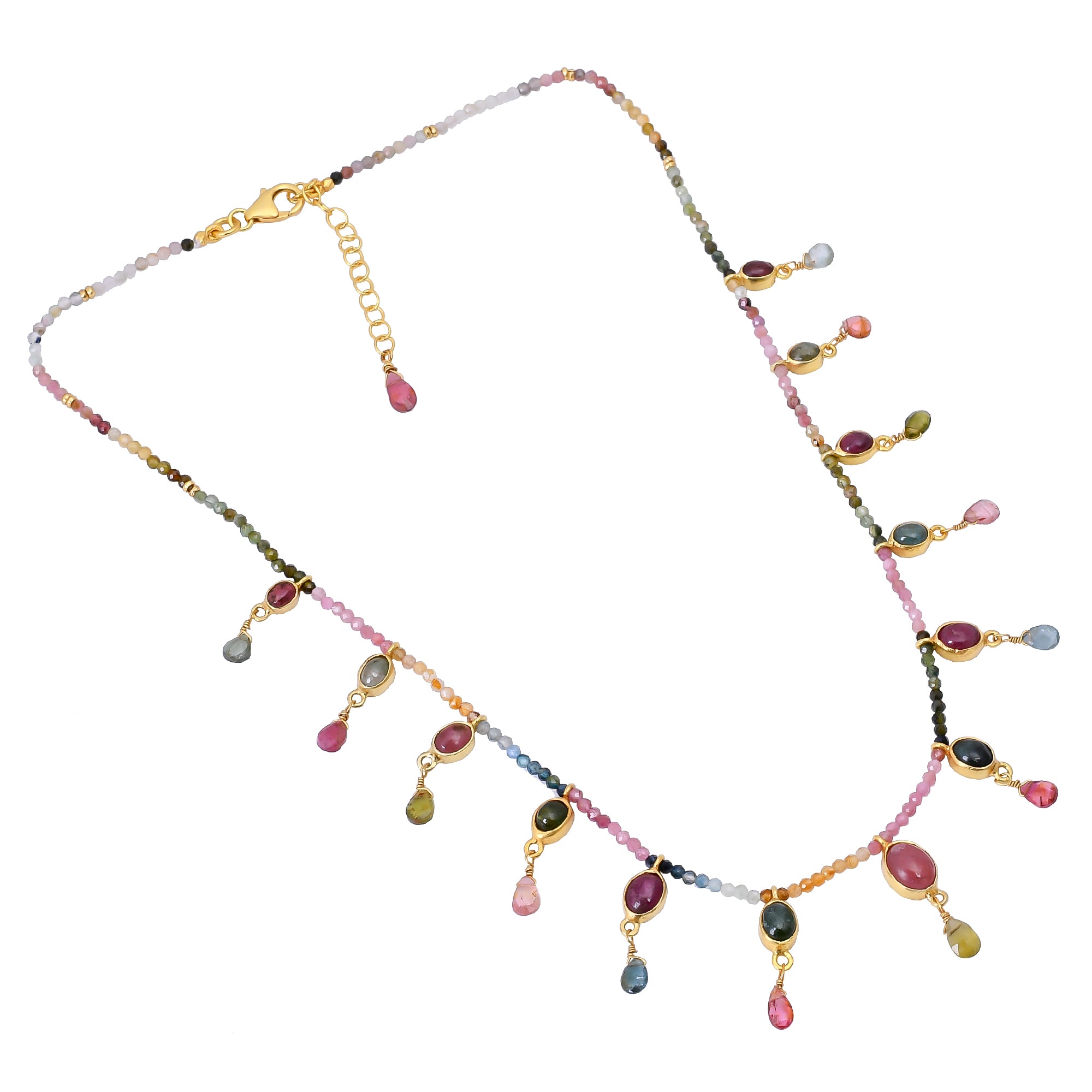 Silver Gold Plated Tourmaline Necklace