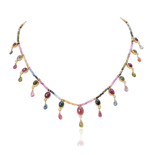 Silver Gold Plated Tourmaline Necklace